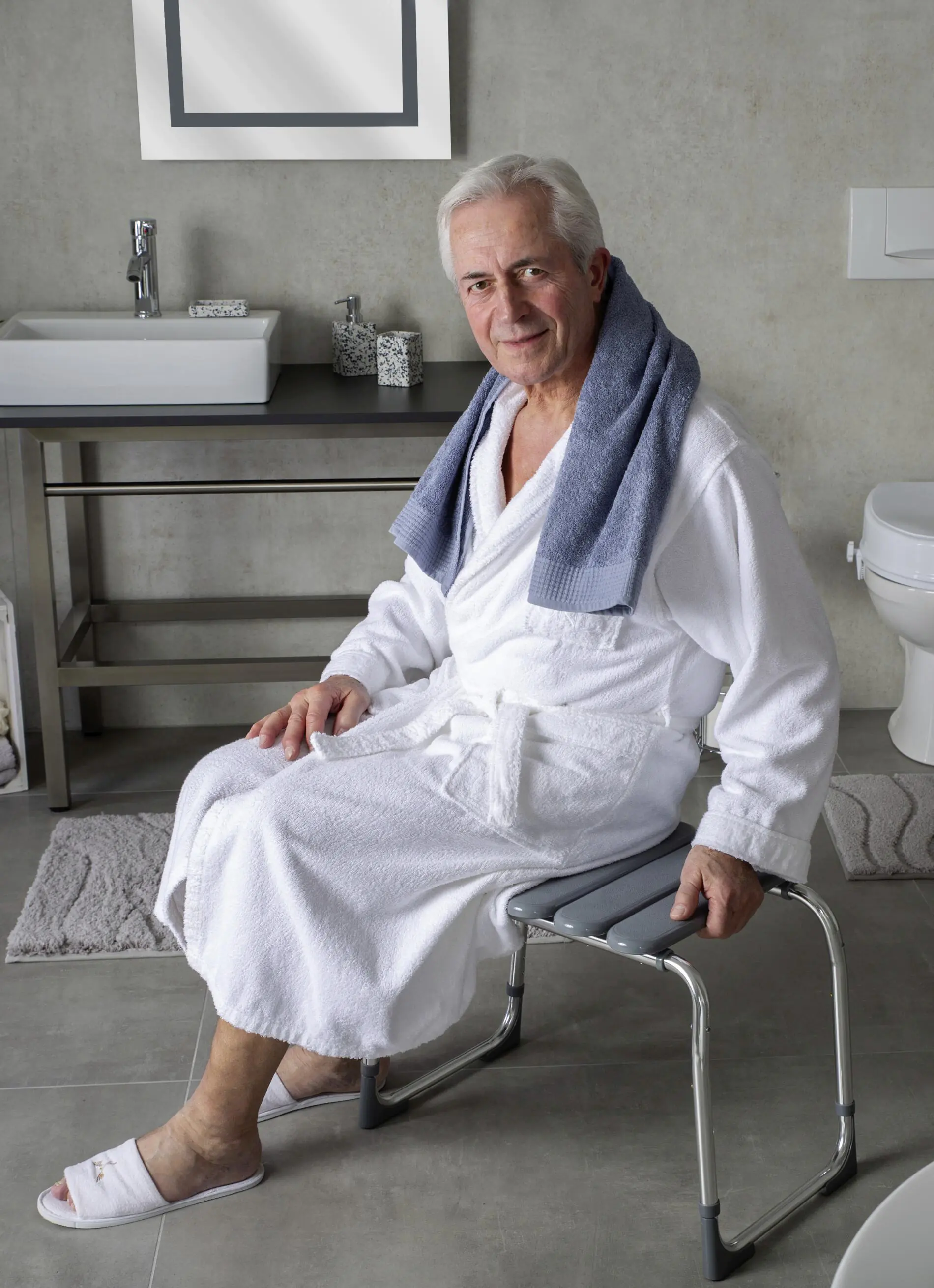 Ridder Bad-Hocker Pro, zementgrau, höhenverstellbar,