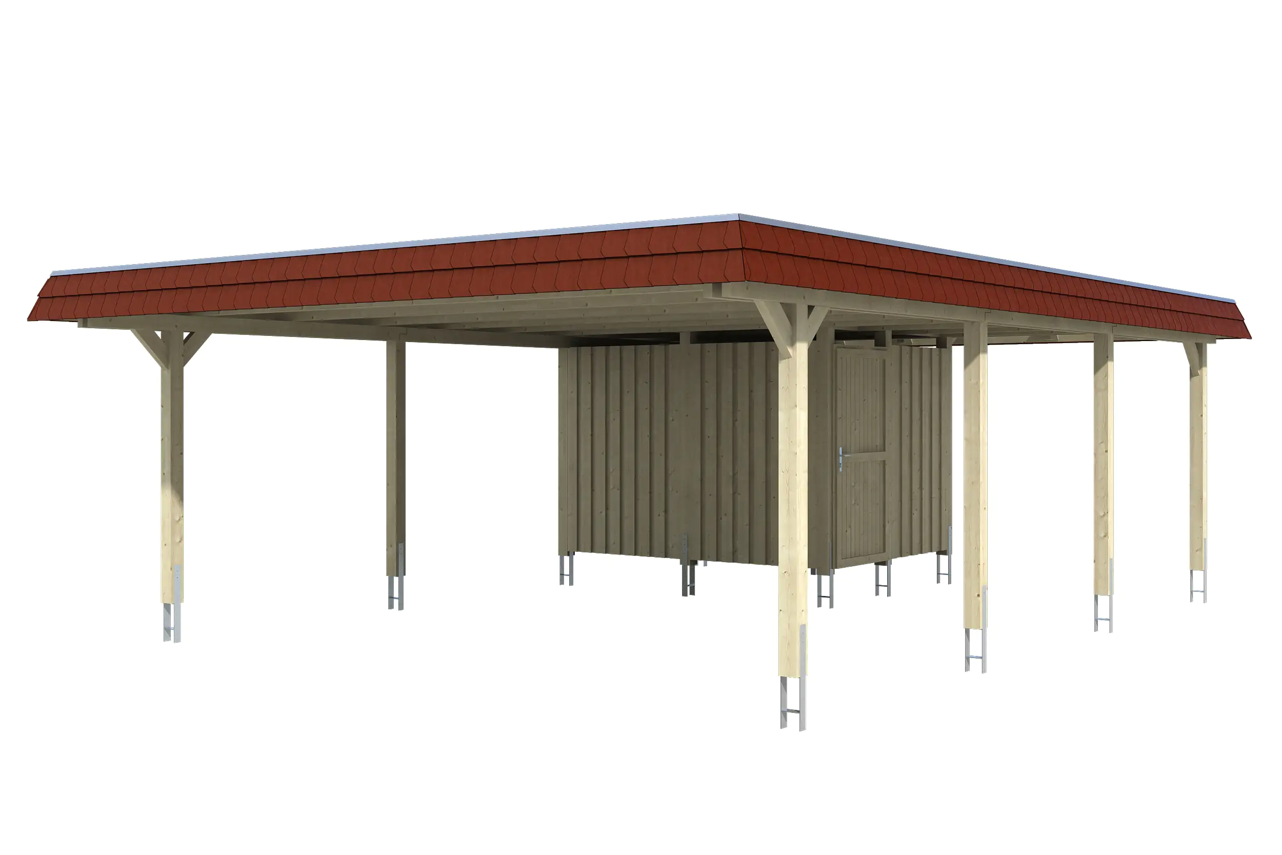 SKAN HOLZ Carport Wendland mit Abstellraum 630 x 879 cm mit Aluminiumdach