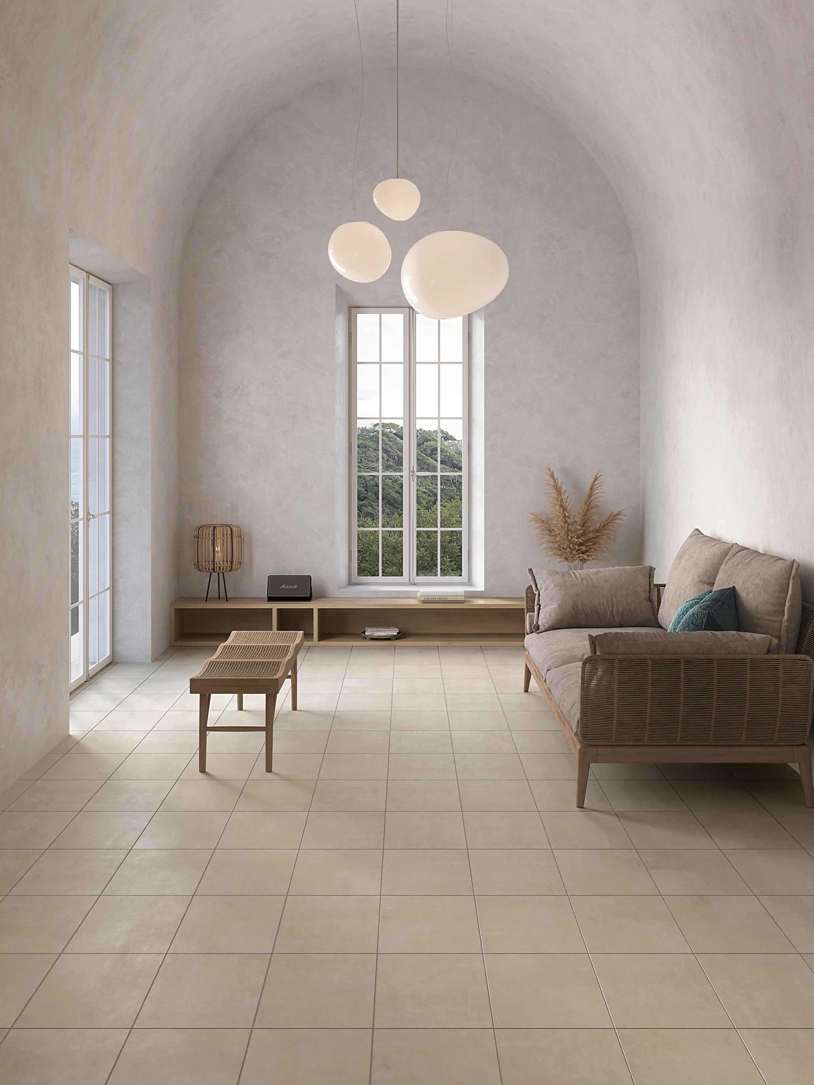 Bodenfliese Feinsteinzeug Beton 30 x 30 beige