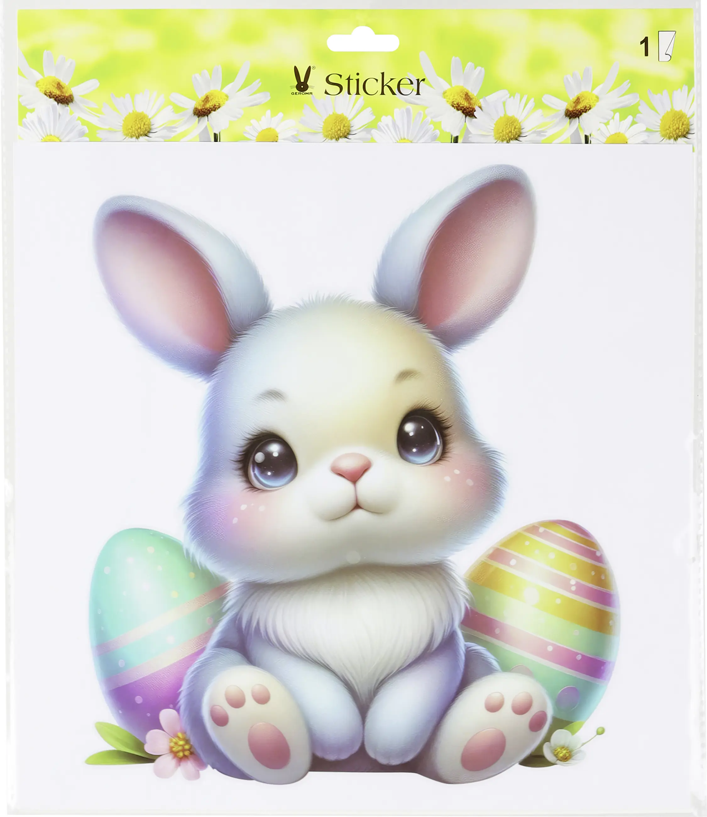 Osterdeko Fenstersticker Hase mit Ostereiern 30,5 x 30,5 cm bunt