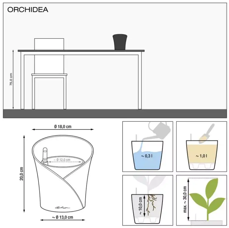 Lechuza Pflanzgefäß Orchidea schiefergrau