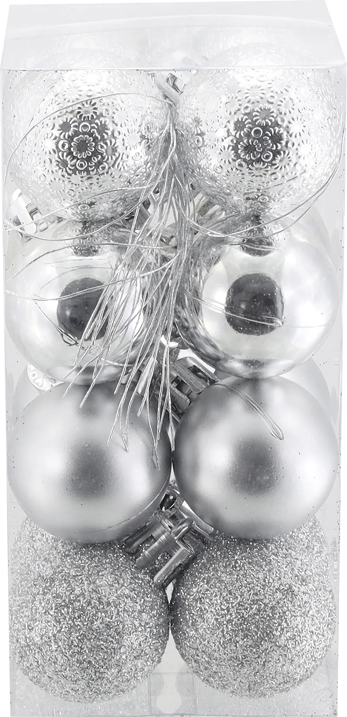 Weihnachtskugel aus Kunststoff Ø 3 cm silber - 16 Stück/verschiedene Ausführungen