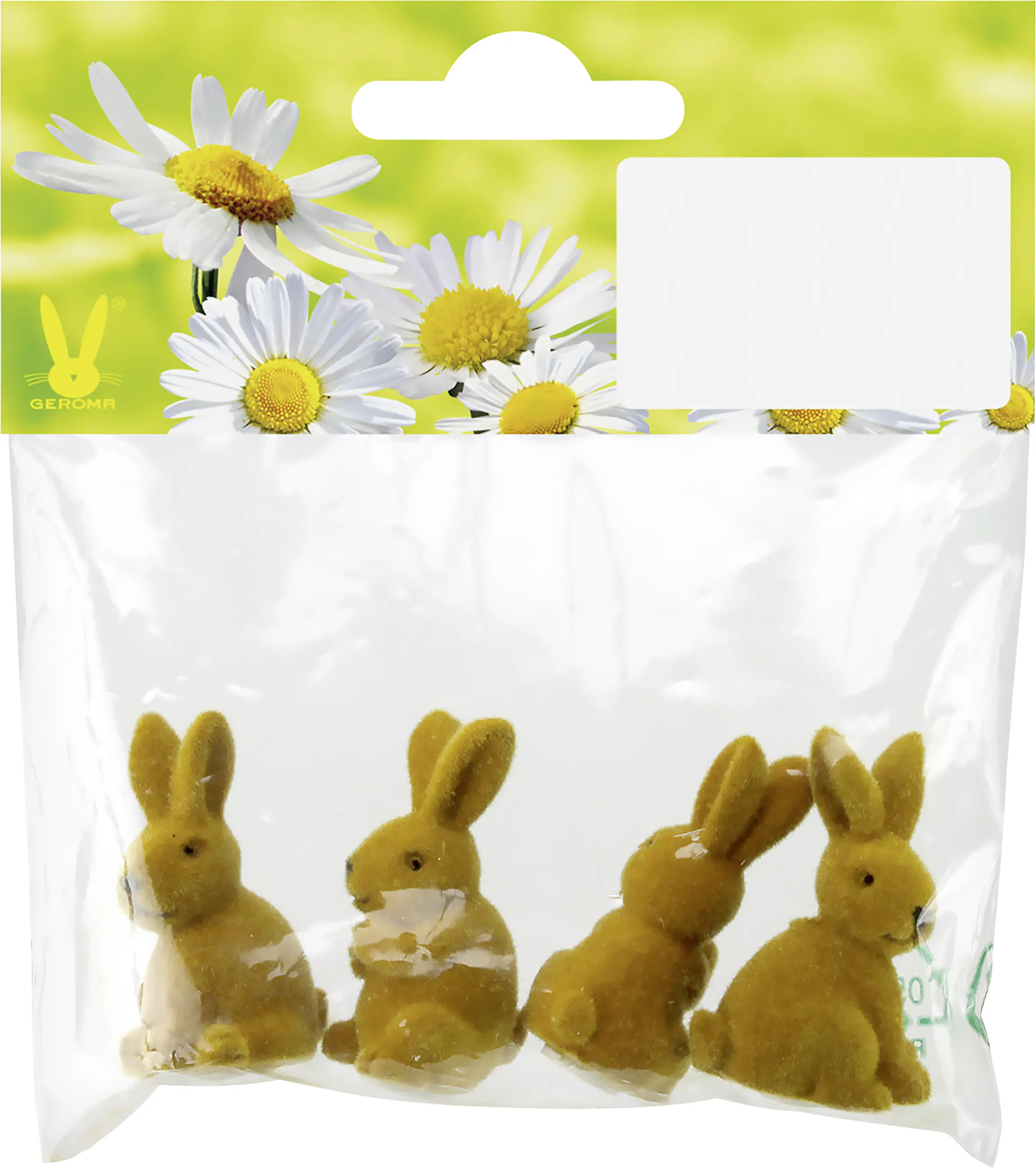 Osterhasen beflockt zum Kleben 3 cm braun 4 Stück