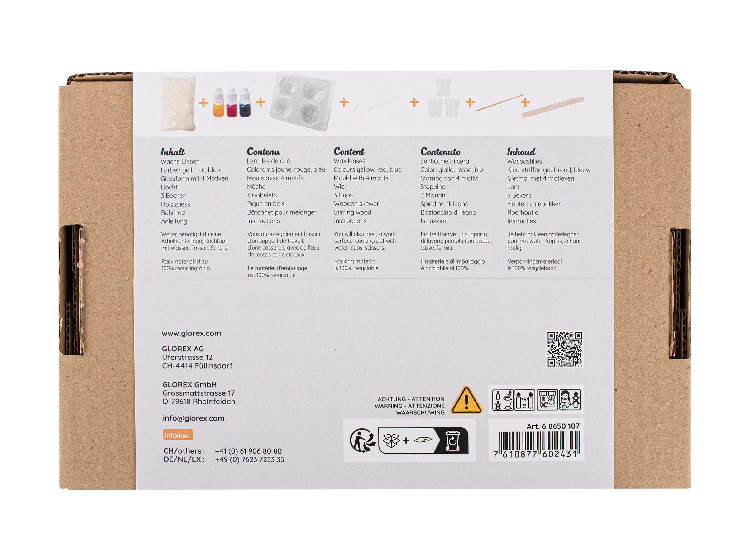 Glorex Kreativ-Set Kerzengießen mit 4 Motiven & Farben + Zubehör  Glorex Kreativ-Set Kerzengießen mit 4 Motiven & Farben + Zubehör