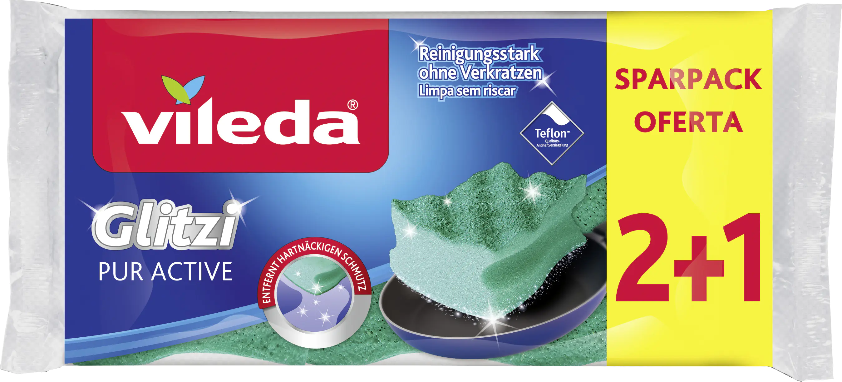 Vileda Topfreiniger Glitzi Pur Active 2+1 3 Stück Vileda Topfreiniger Glitzi Pur Active 2+1 3 Stück