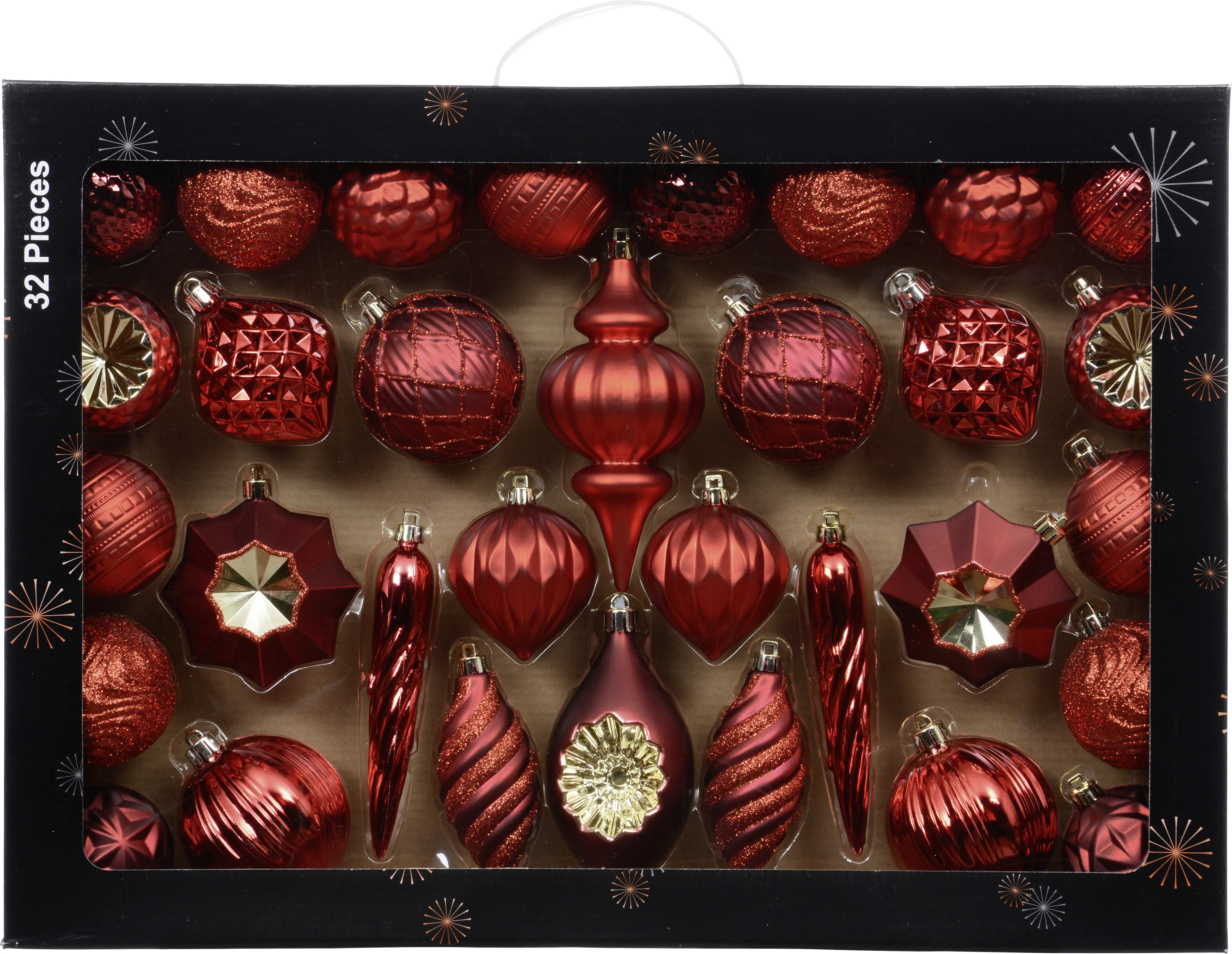 Decoris Weihnachtskugeln-Set aus Kunststoff weihnachtsrot 32-teilig