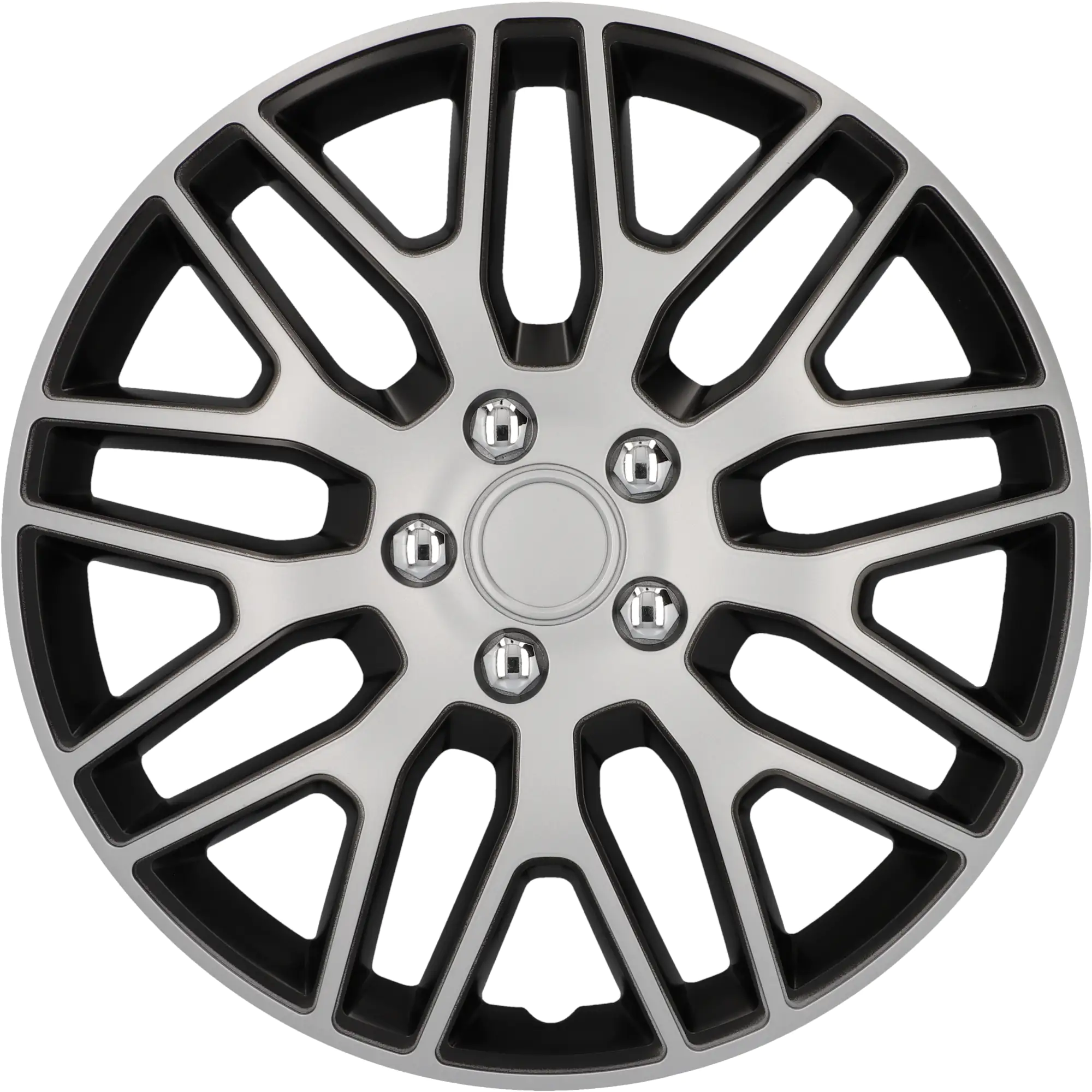 Cartrend Radzierblende Branch 35 cm (14 Zoll) silber schwarz 4 stück