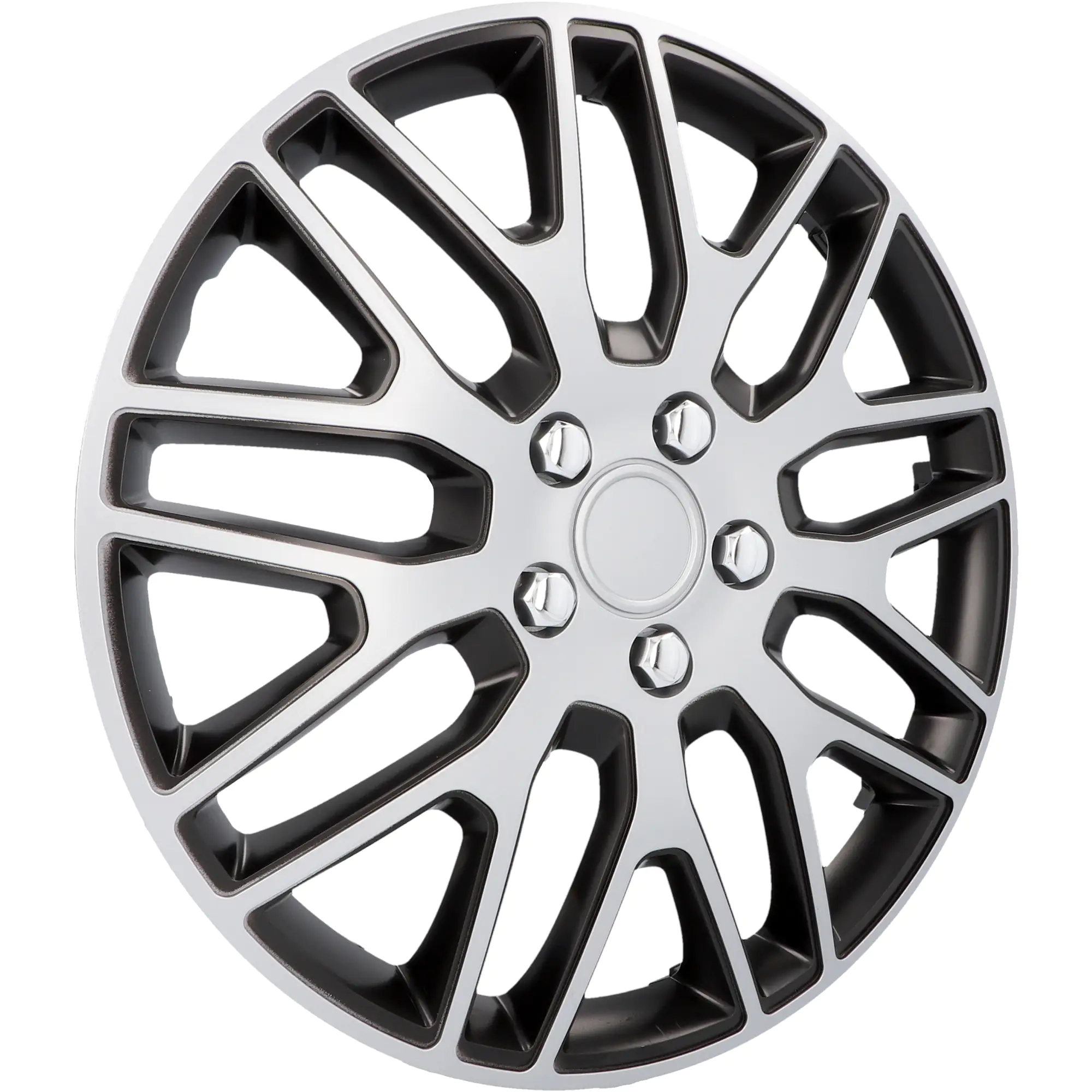 Cartrend Radzierblende Branch 35 cm (14 Zoll) silber schwarz 4 stück