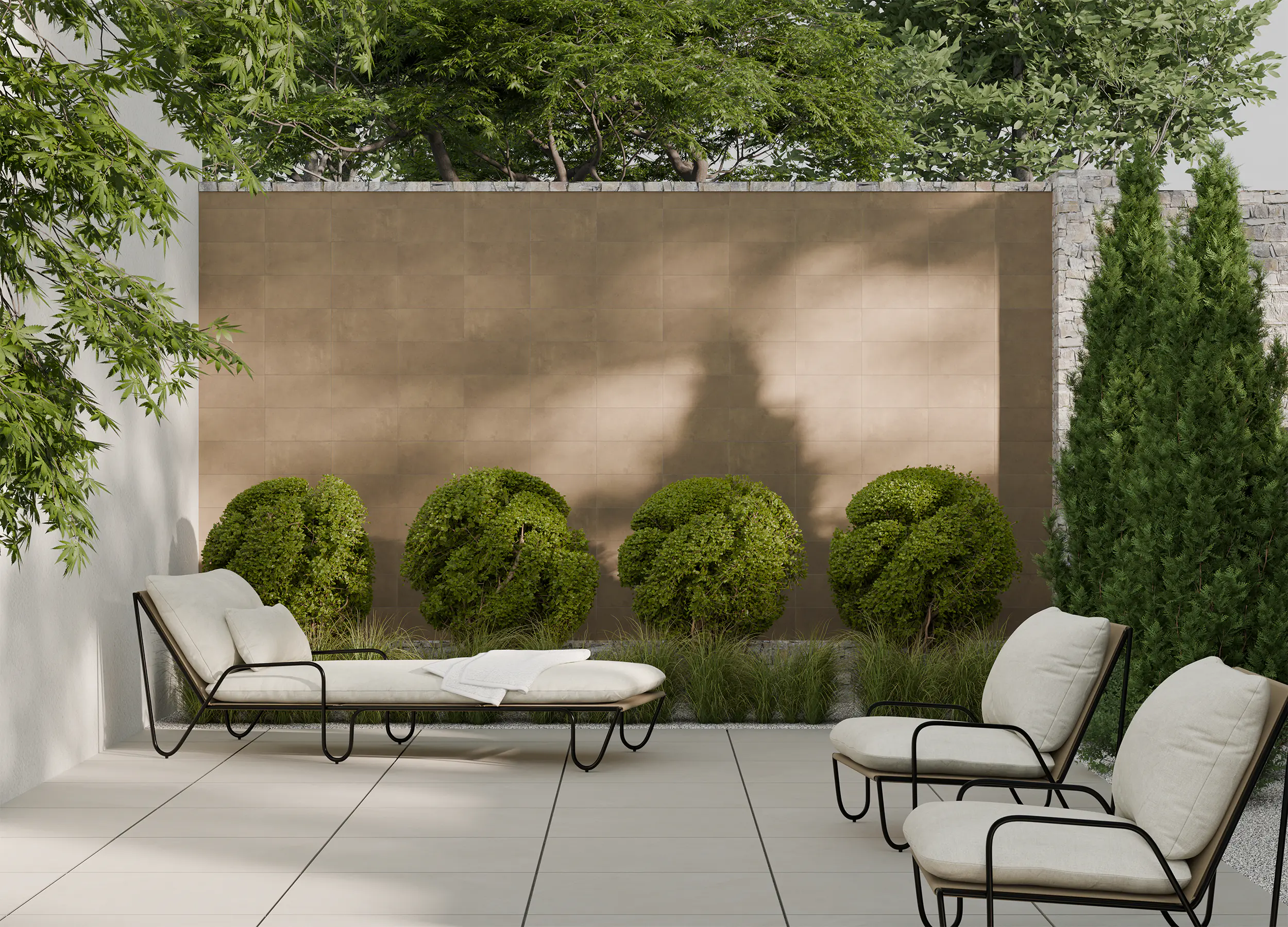 Terrassenplatte Feinsteinzeug Ash 80 x 80 cm beige matt