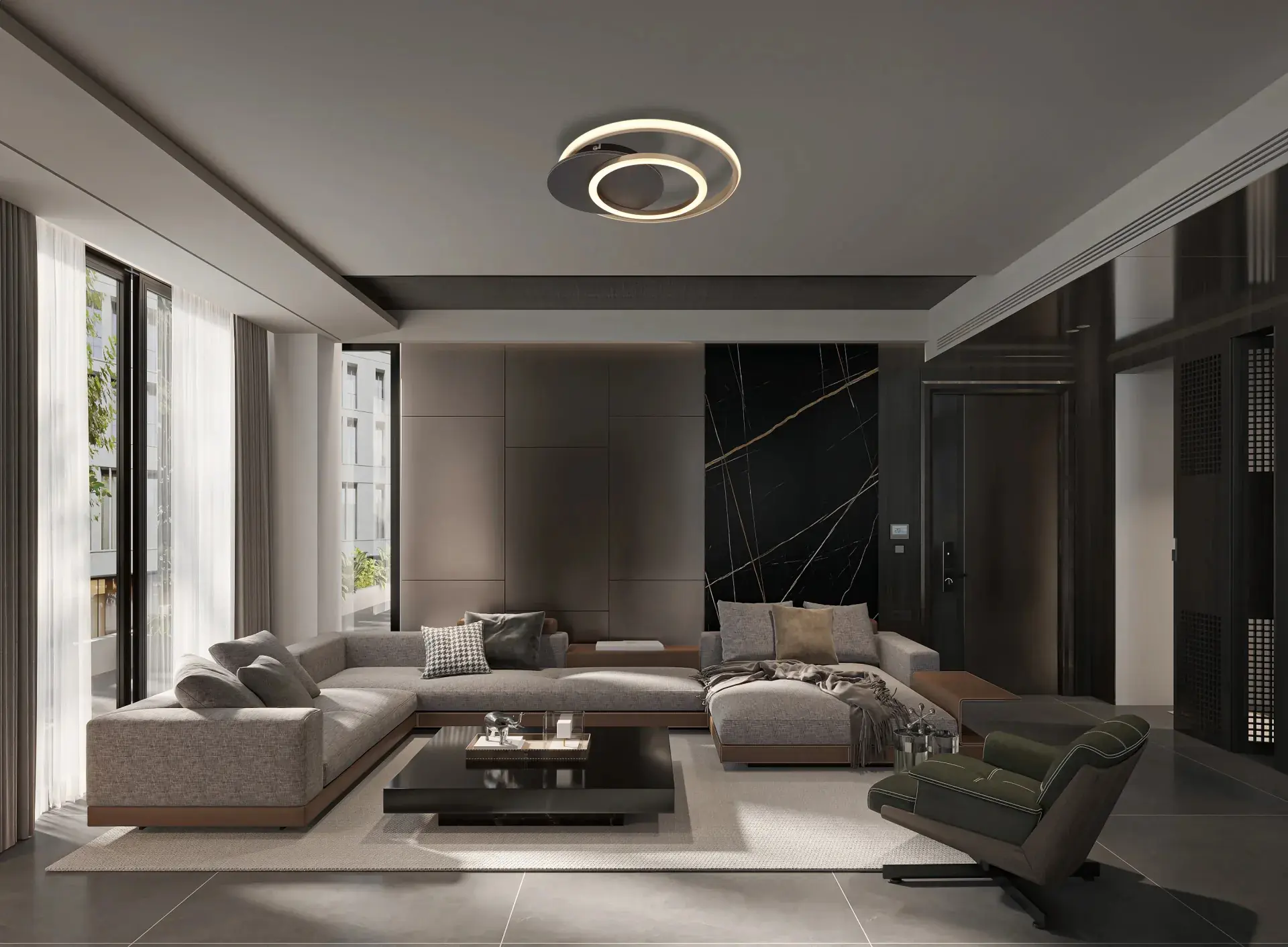 Globo Deckenleuchte Julio 38 x 36 cm L x B grau matt warmweiß