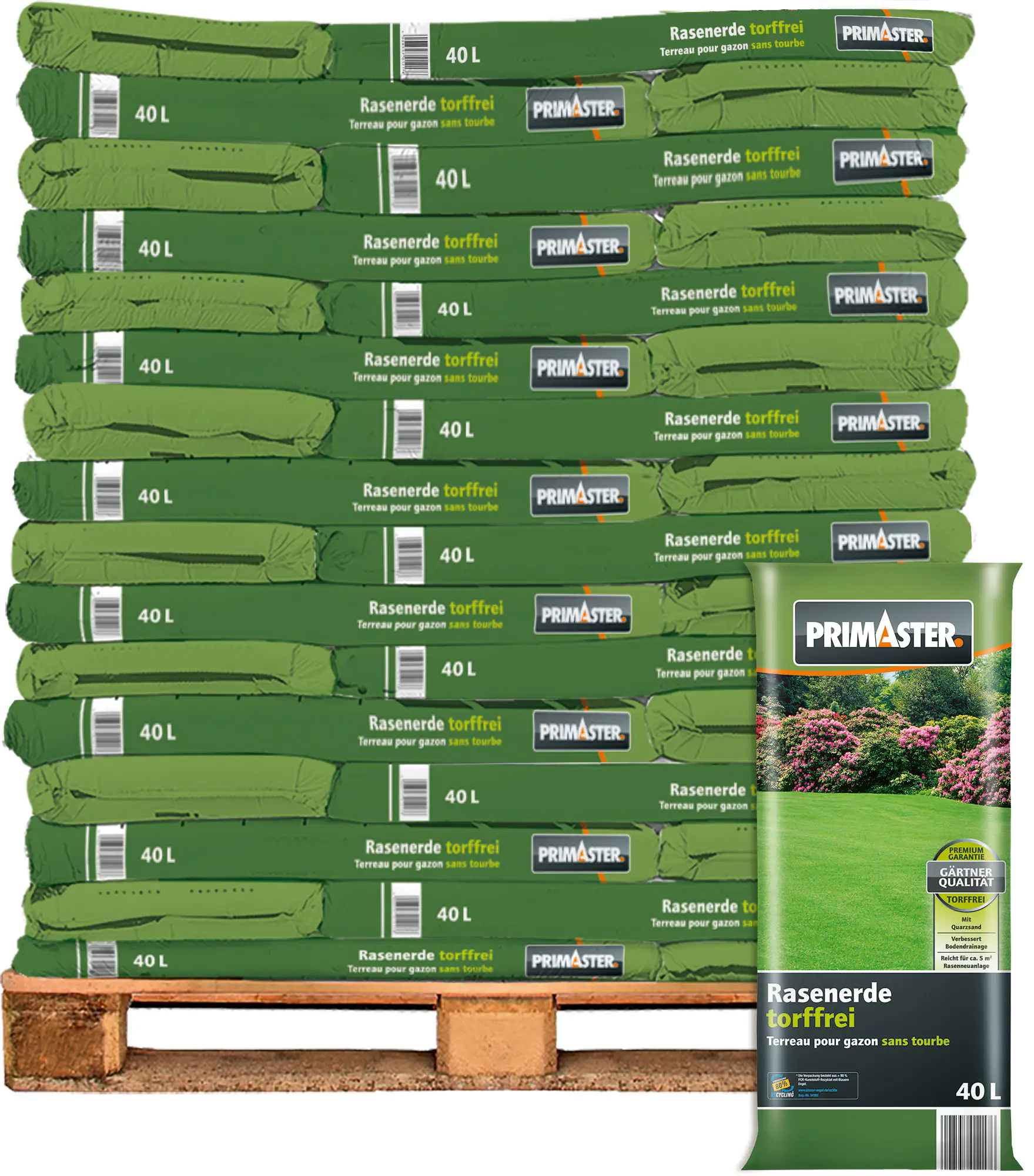 Primaster Rasenerde torffrei 40 L - Palettenabnahme 45 Pack