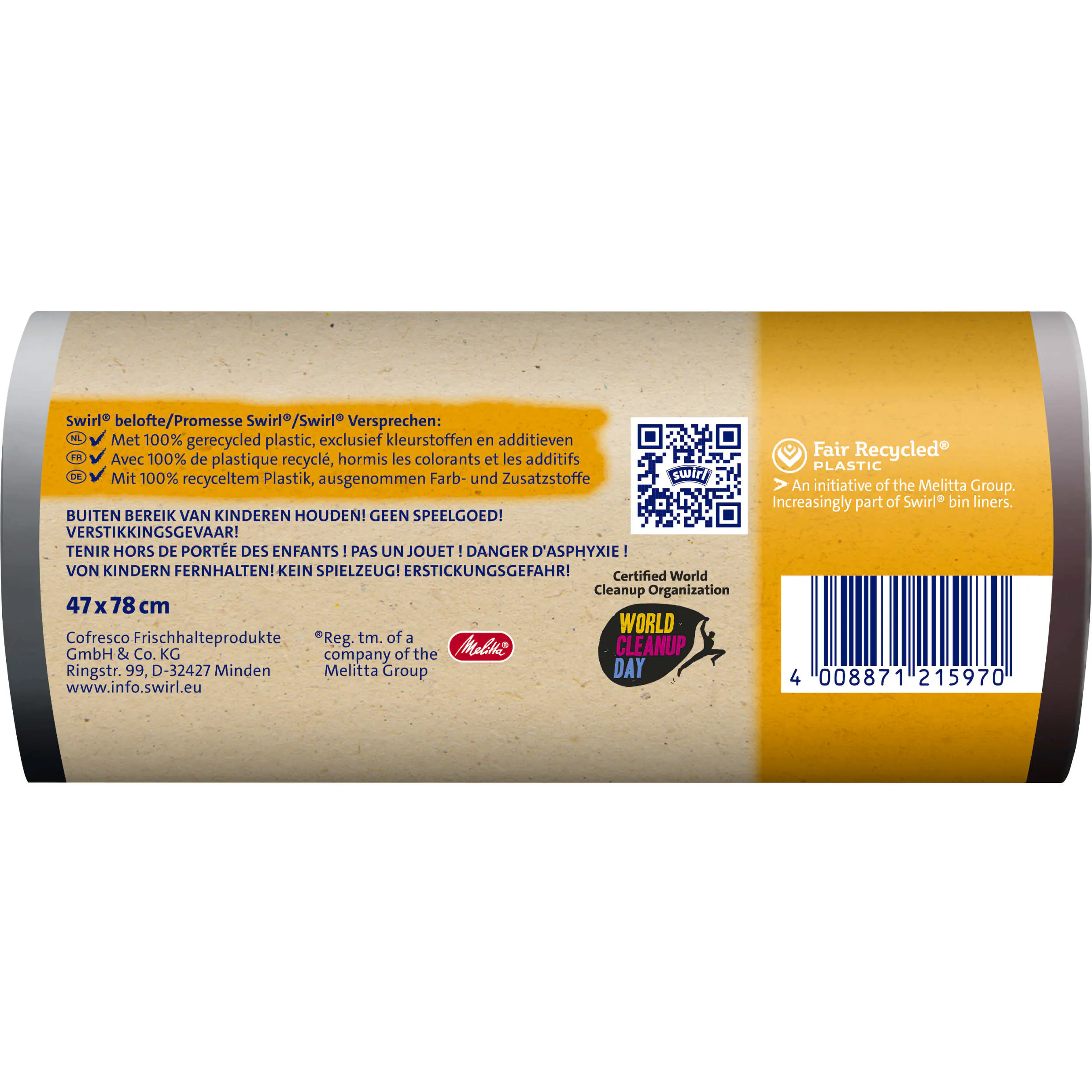 Swirl® Fixierband-Müllbeutel XL 30 L Reißfest & Dicht