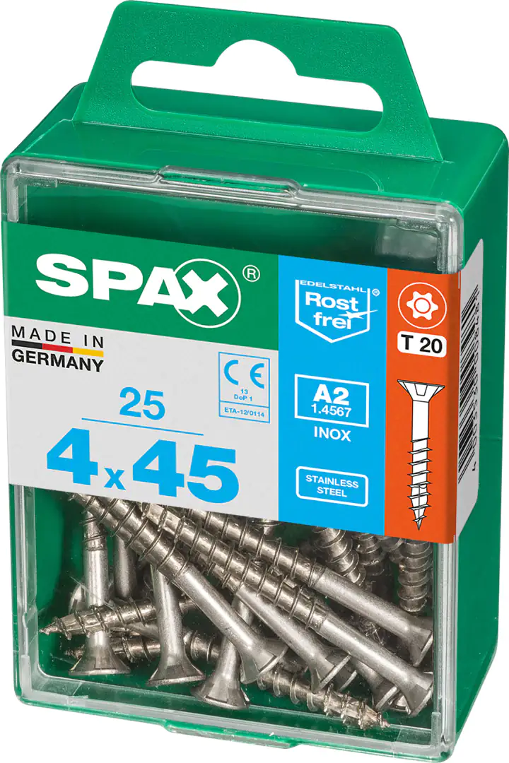 Spax Universalschrauben 4.0 x 45 mm TX 20 - 25 Stk. Spax Universalschrauben 4.0 x 45 mm TX 20 - 25 Stk.