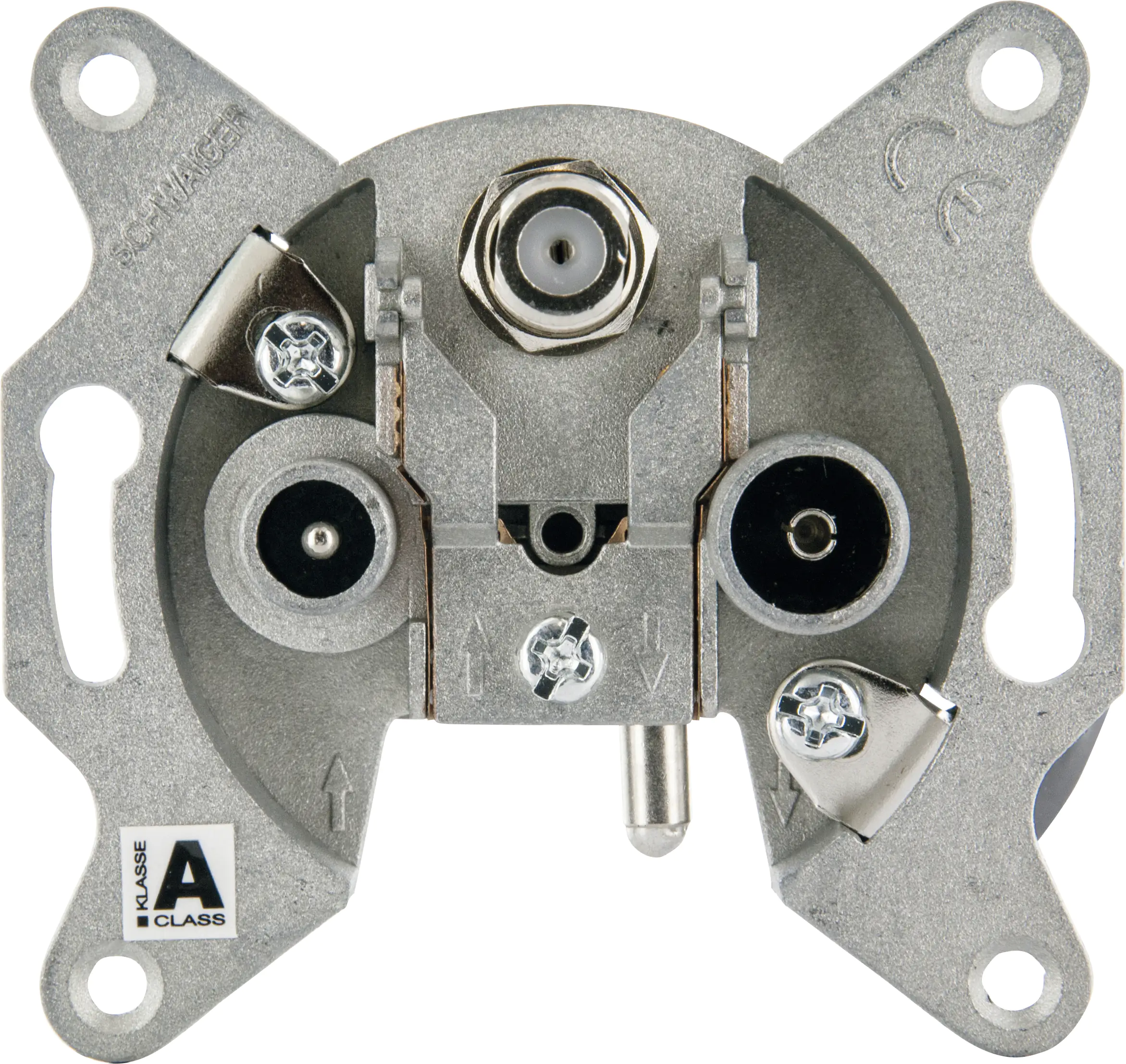 Schwaiger SAT Breitband Durchgangsdose RDS660 531 (16dB), F IEC silber, 3-Loch, 1x F / 2x IEC Schwaiger SAT Breitband Durchgangsdose RDS660 531 (16dB), F IEC silber, 3-Loch, 1x F / 2x IEC
