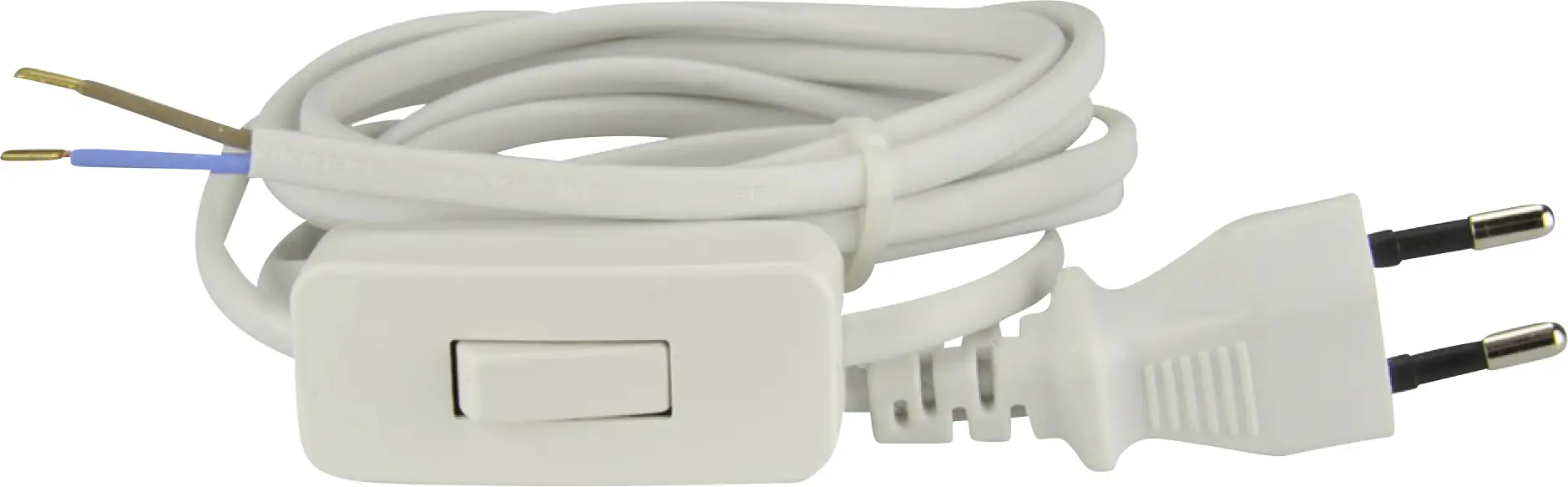 Euro-Zuleitung mit Schnurschalter 2m, weiß