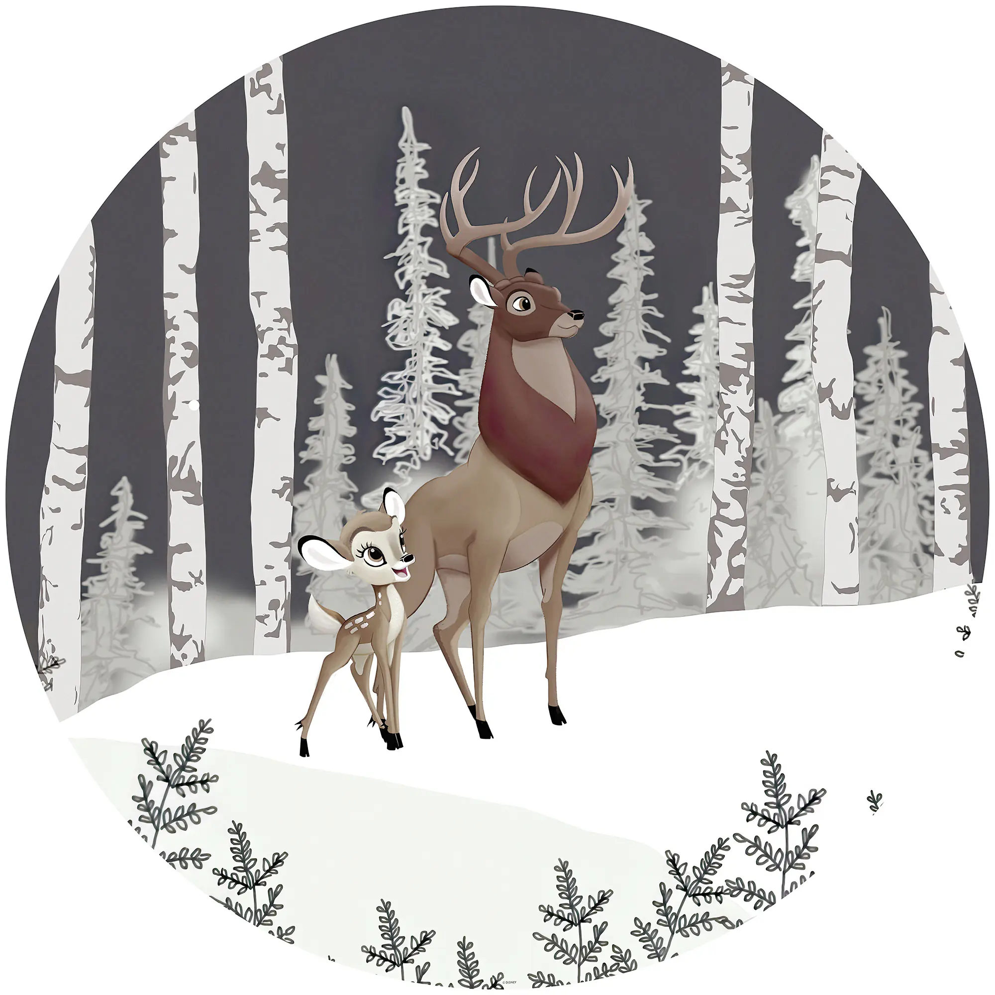Komar Vlies Fototapete Dot Bambi Great Prince Ø 128 cm, selbstklebend