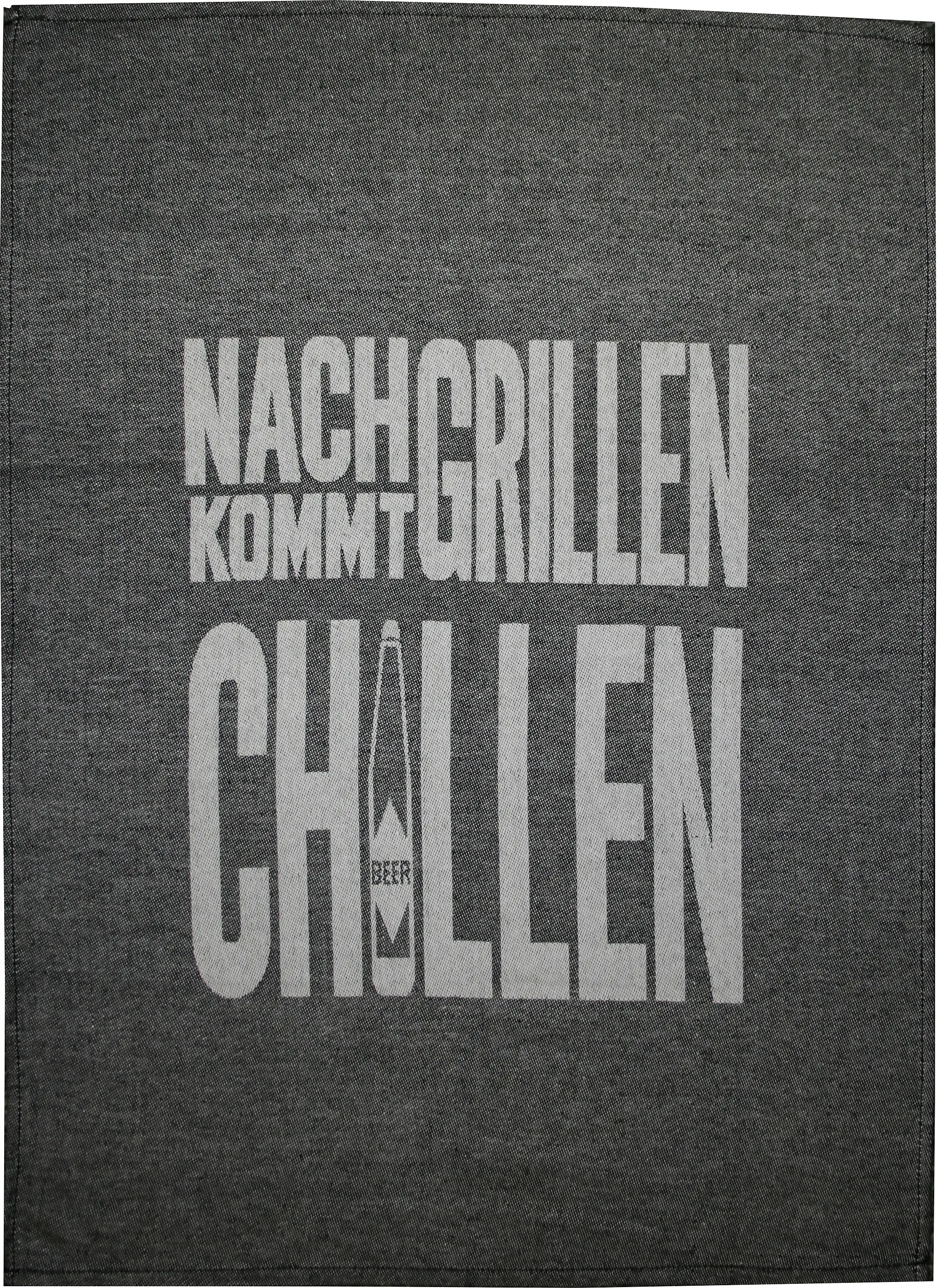 Geschirrtuch Grillen Chillen Baumwolle 50 x 70 cm rot schwarz 