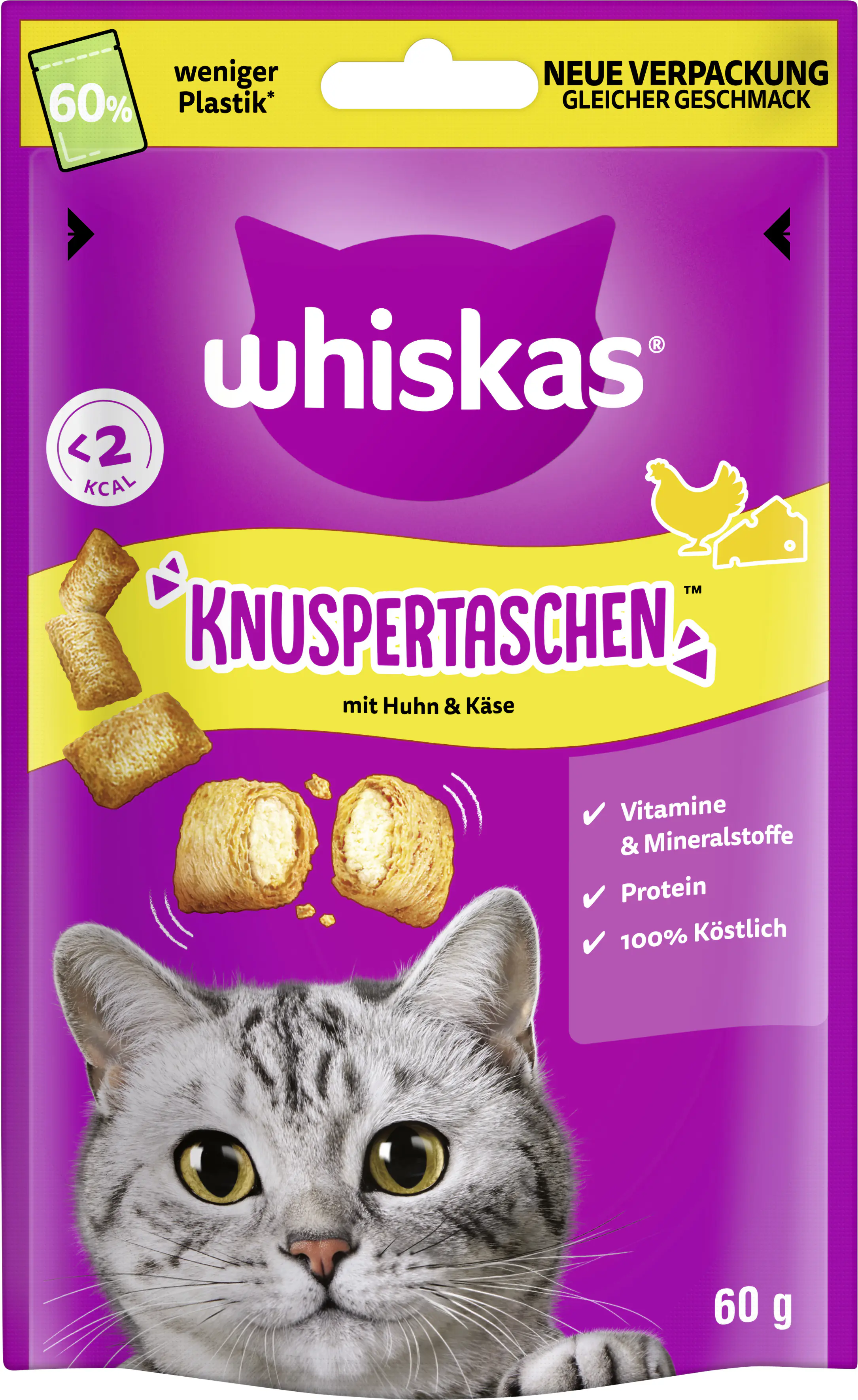 Whiskas Knuspertaschen Katzensnack 60 g Huhn & Käse