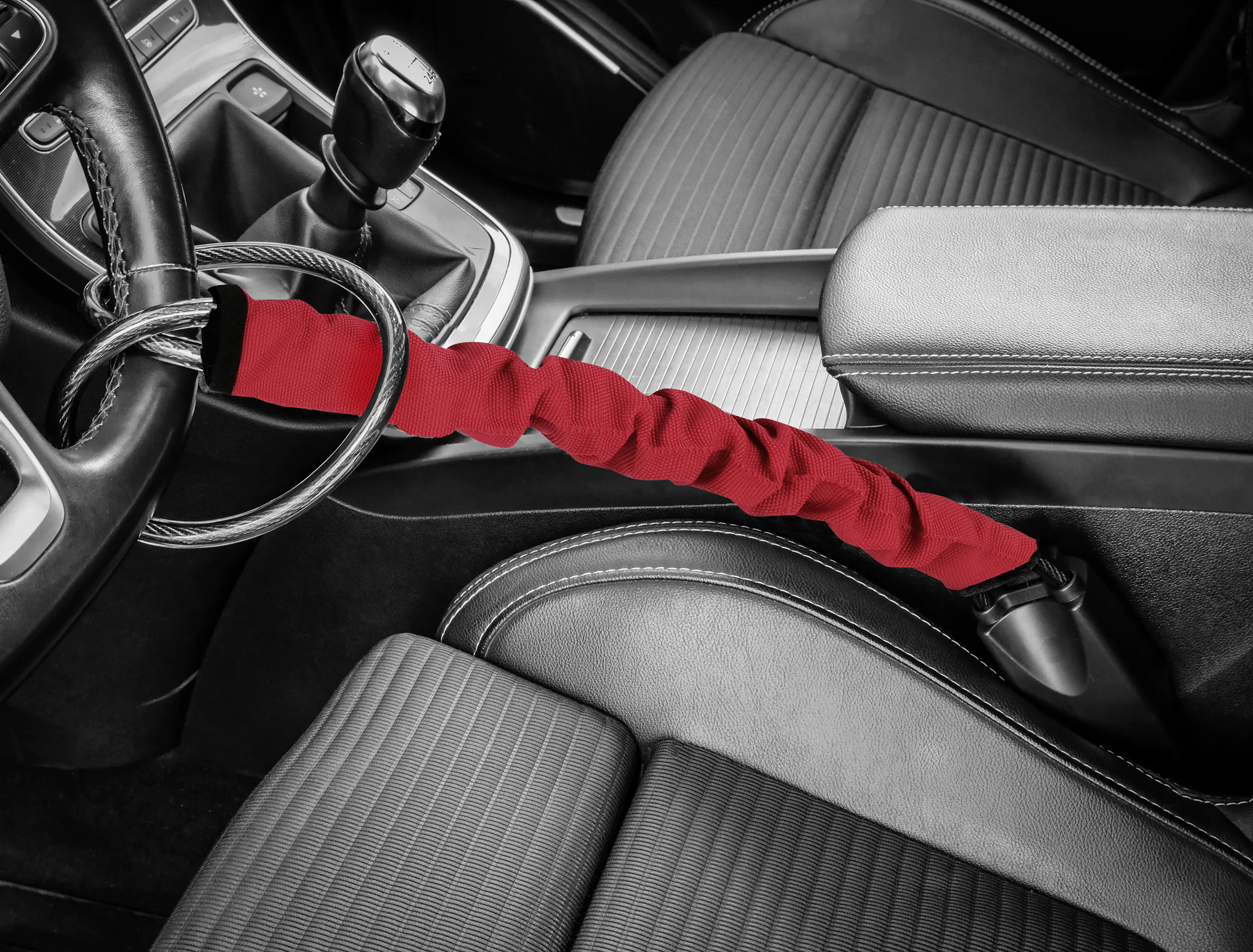 Calima Lenkradschloss mit Gurtadapter rot Calima Lenkradschloss mit Gurtadapter rot