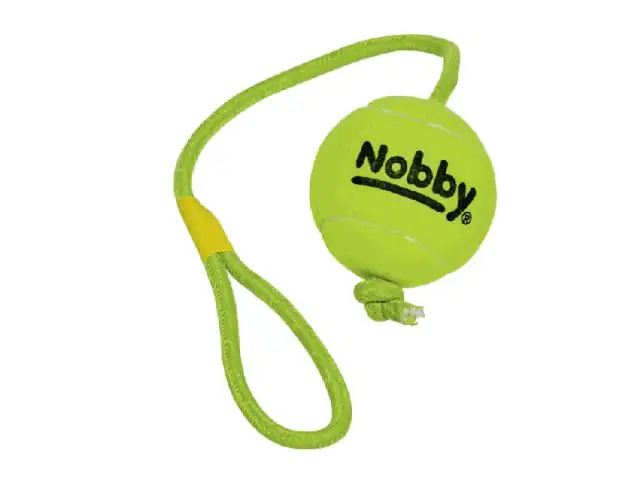 Nobby Tennisball mit Wurfschlaufe XL 10 cm Seil 70 cm