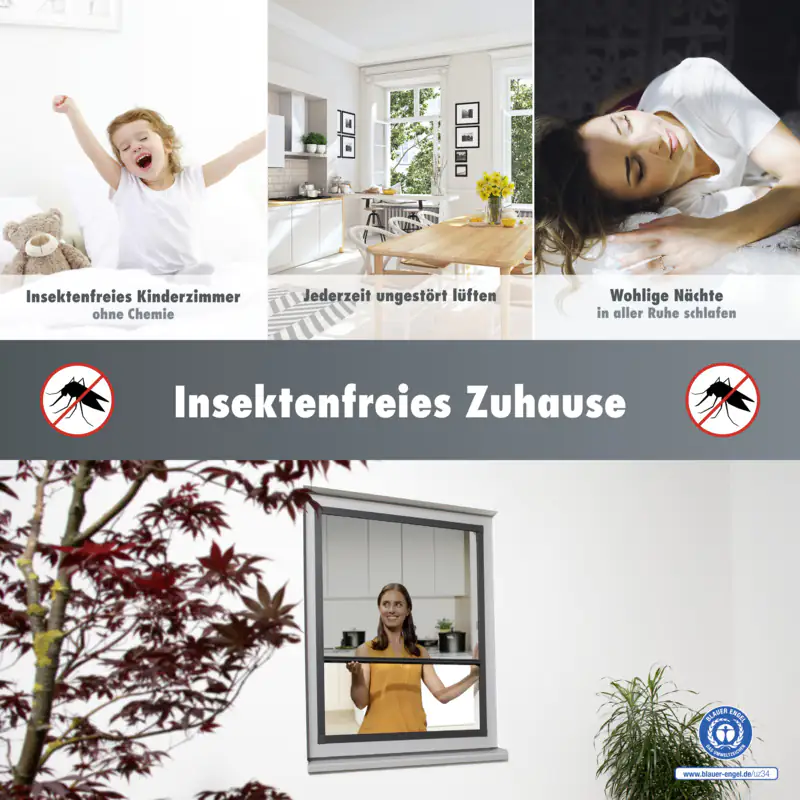 Primaster Fliegenschutz-Plissee 130 x 150 cm anthrazit/anthrazit kürzbar