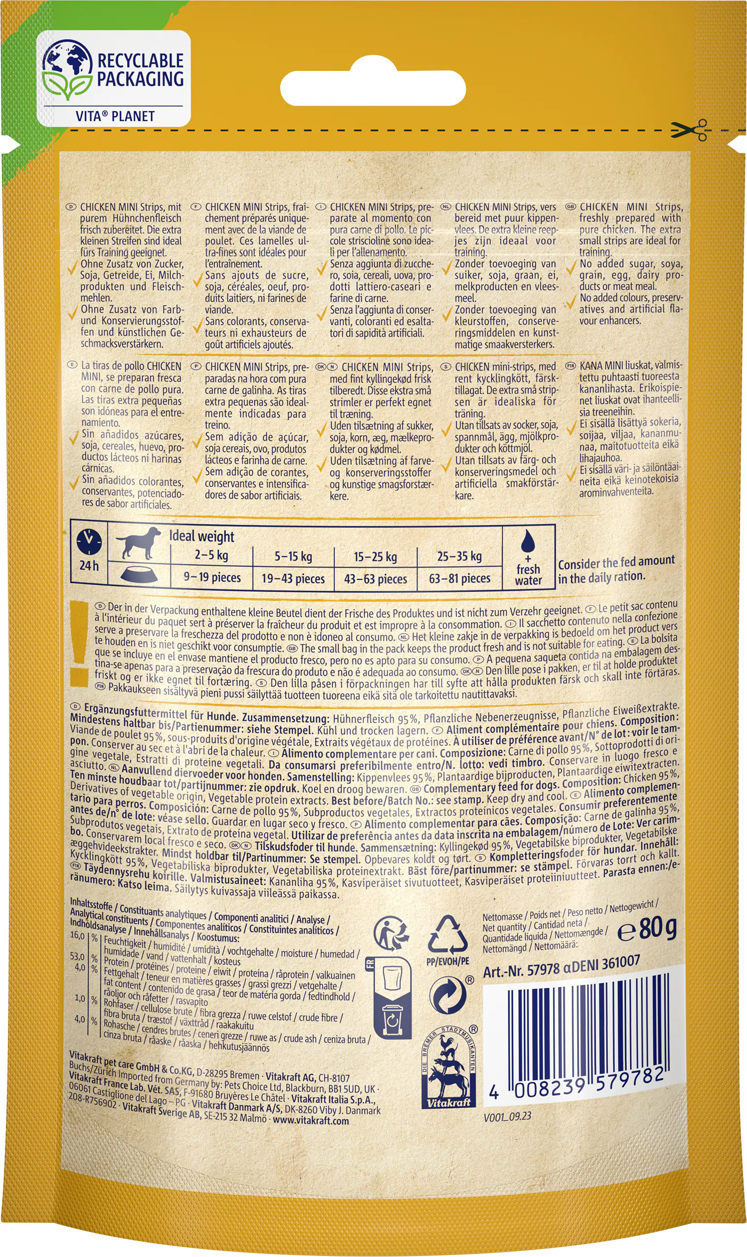 Vitakraft CHICKEN Mini Streifen Huhn 80 g