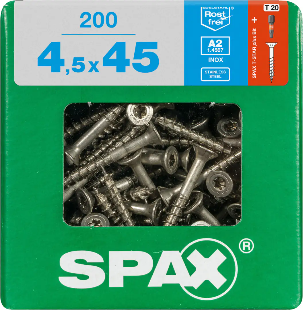 Spax Universalschrauben 4.5 x 45 mm TX 20 - 200 Stk. Spax Universalschrauben 4.5 x 45 mm TX 20 - 200 Stk.