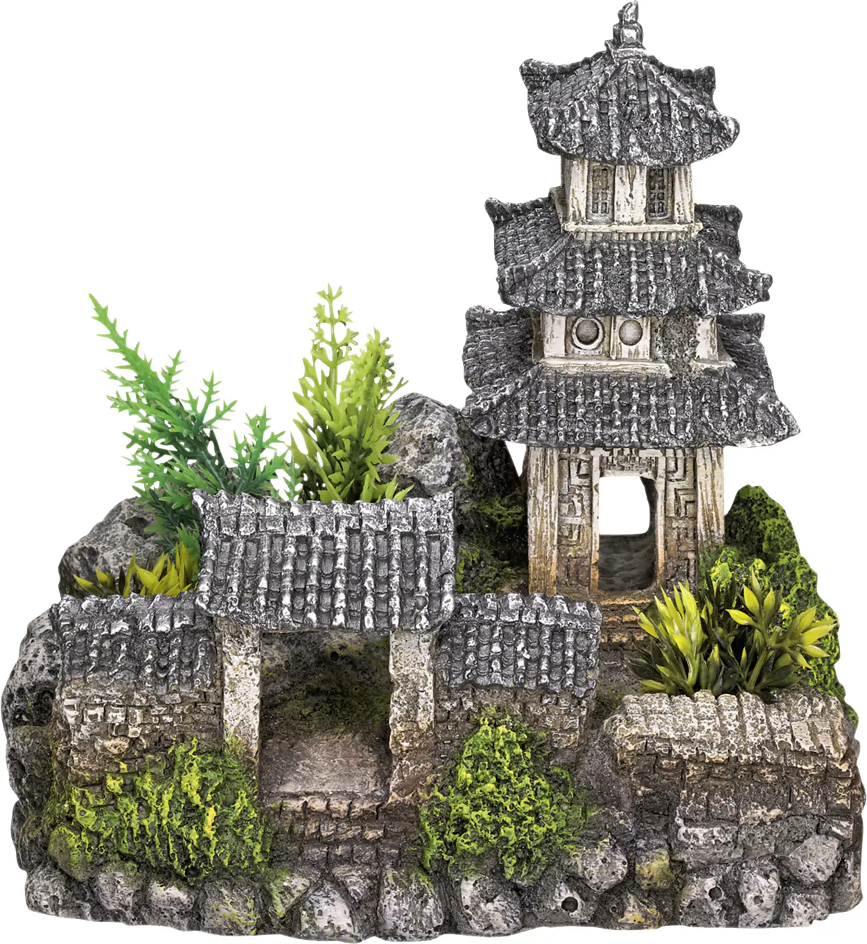 Nobby Aqua Ornaments Asiatischer Tempel mit Pflanzen 18,5 x 14,2 x 17 cm