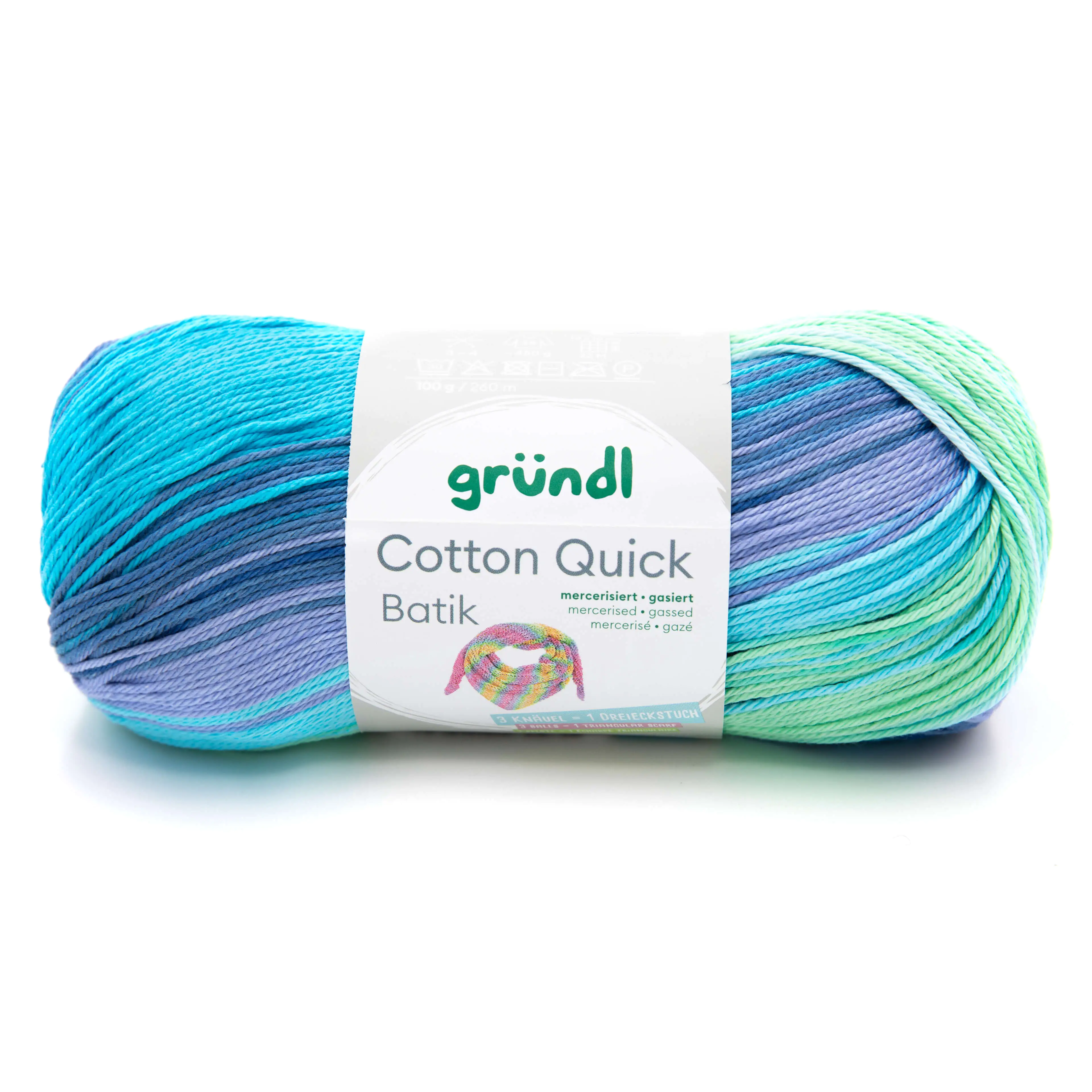 Gründl Wolle Cotton Quick Batik 100 g hellblau-violett-apfelgrün