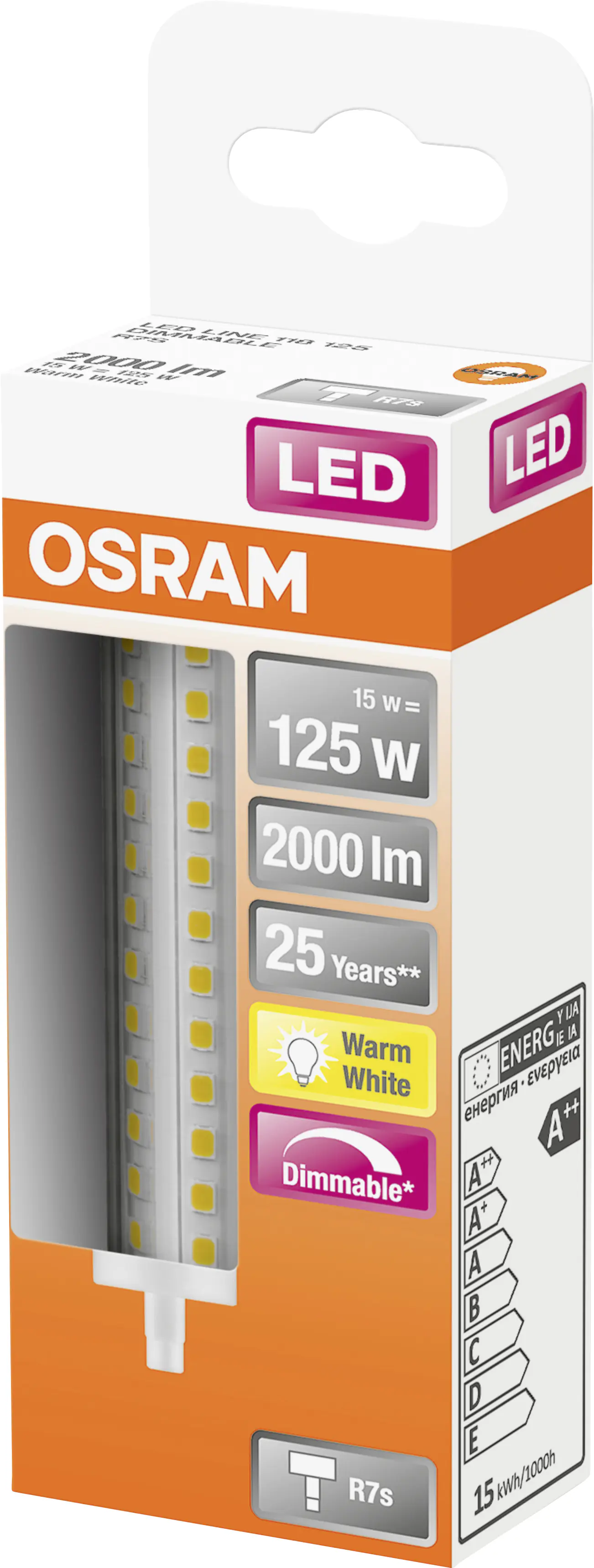 Osram LED Röhre R7s 15W warmweiß, dimmbar, klar