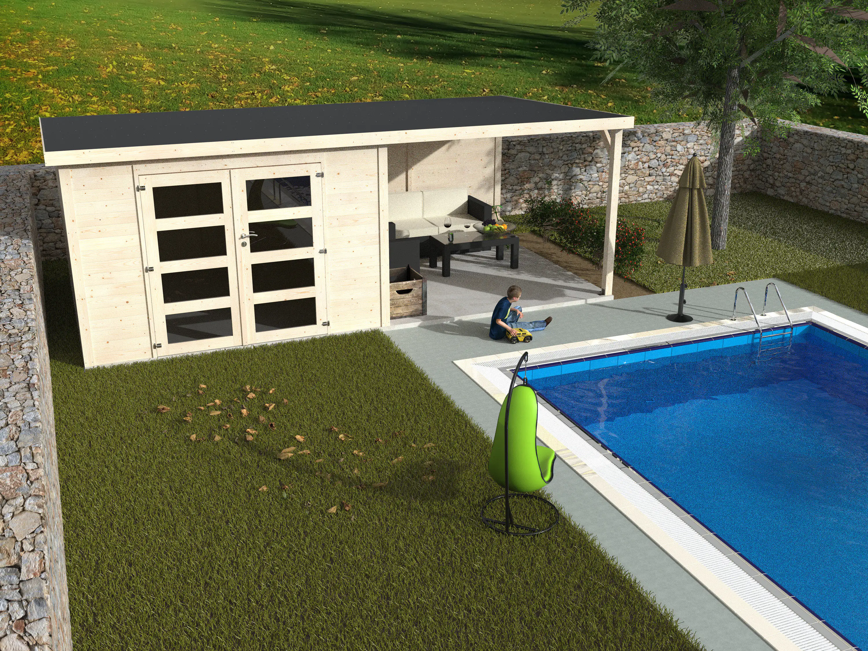 Decor et Jardin Gartenhaus Délices 571 x 305 cm natur inkl. Anbau