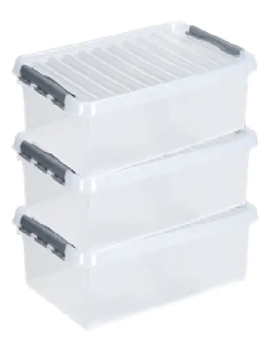 Sunware Aufbewahrungsbox Q-Line 32L transparent 3-er Set 60 x 40 x 18 cm