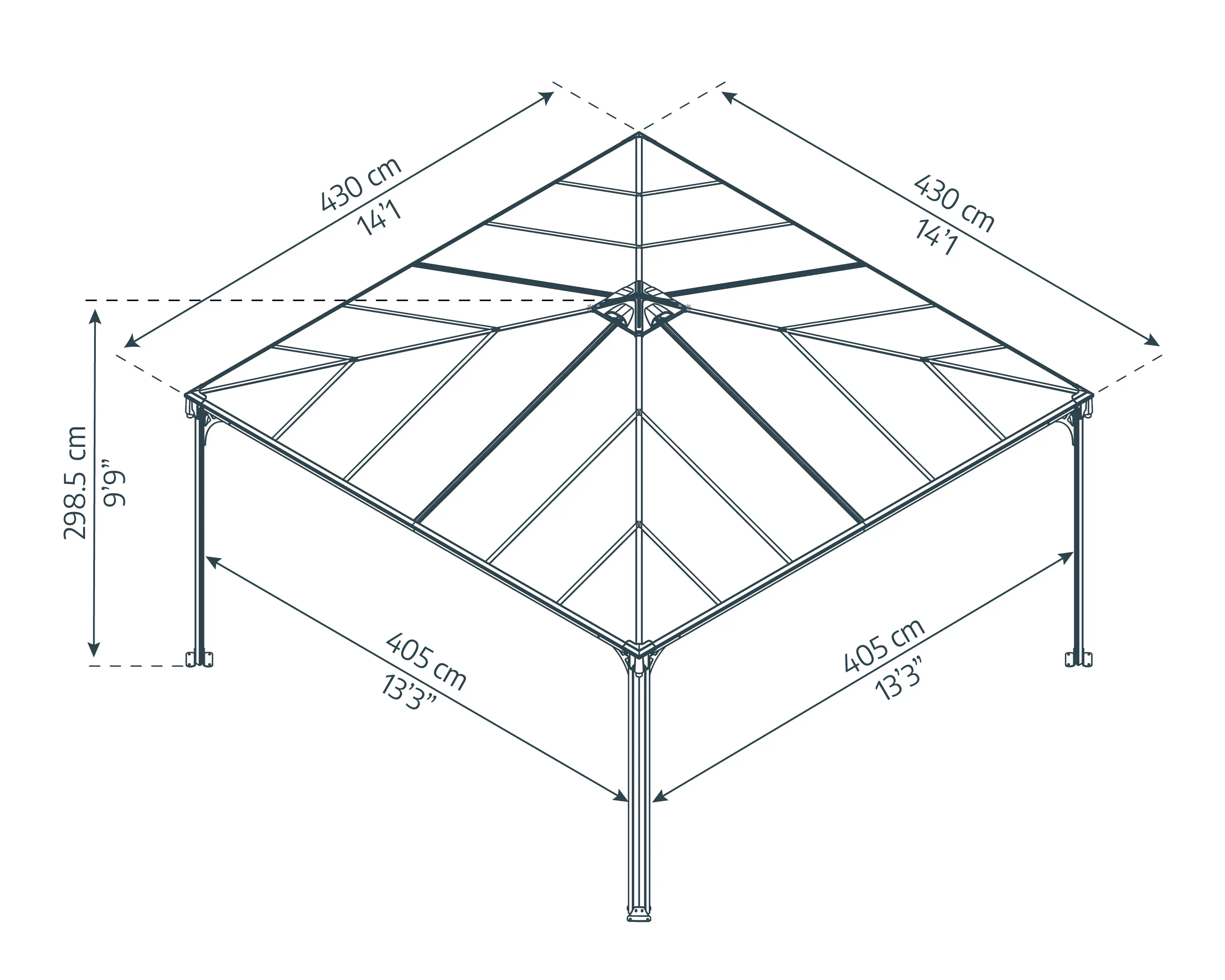 Canopia Pavillon Palermo 429 x 429 cm anthrazit/grau