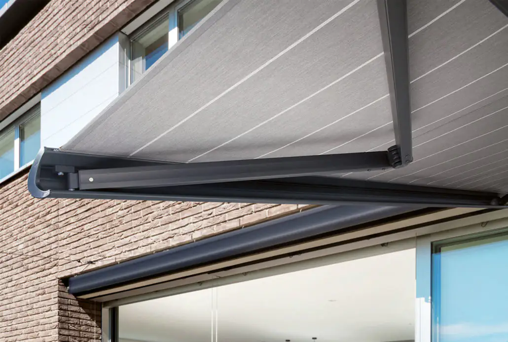 Kassettenmarkise S-Compact dunkelgrau struktur inkl. Motor, Aufputzschalter