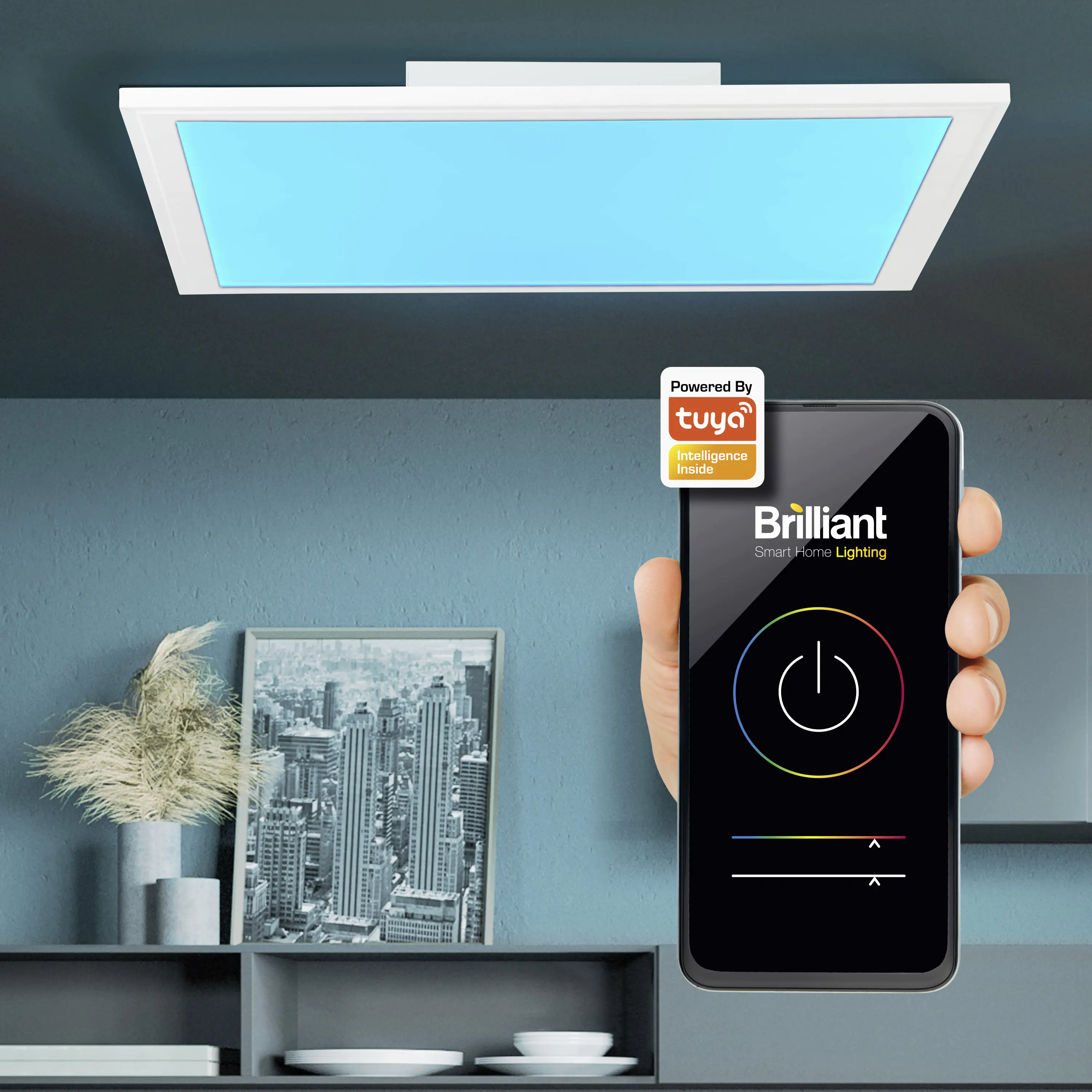 Brilliant Tuya Smart LED Deckenleuchte Atira 45 x 45 cm weiß Brilliant Tuya Smart LED Deckenleuchte Atira 45 x 45 cm weiß