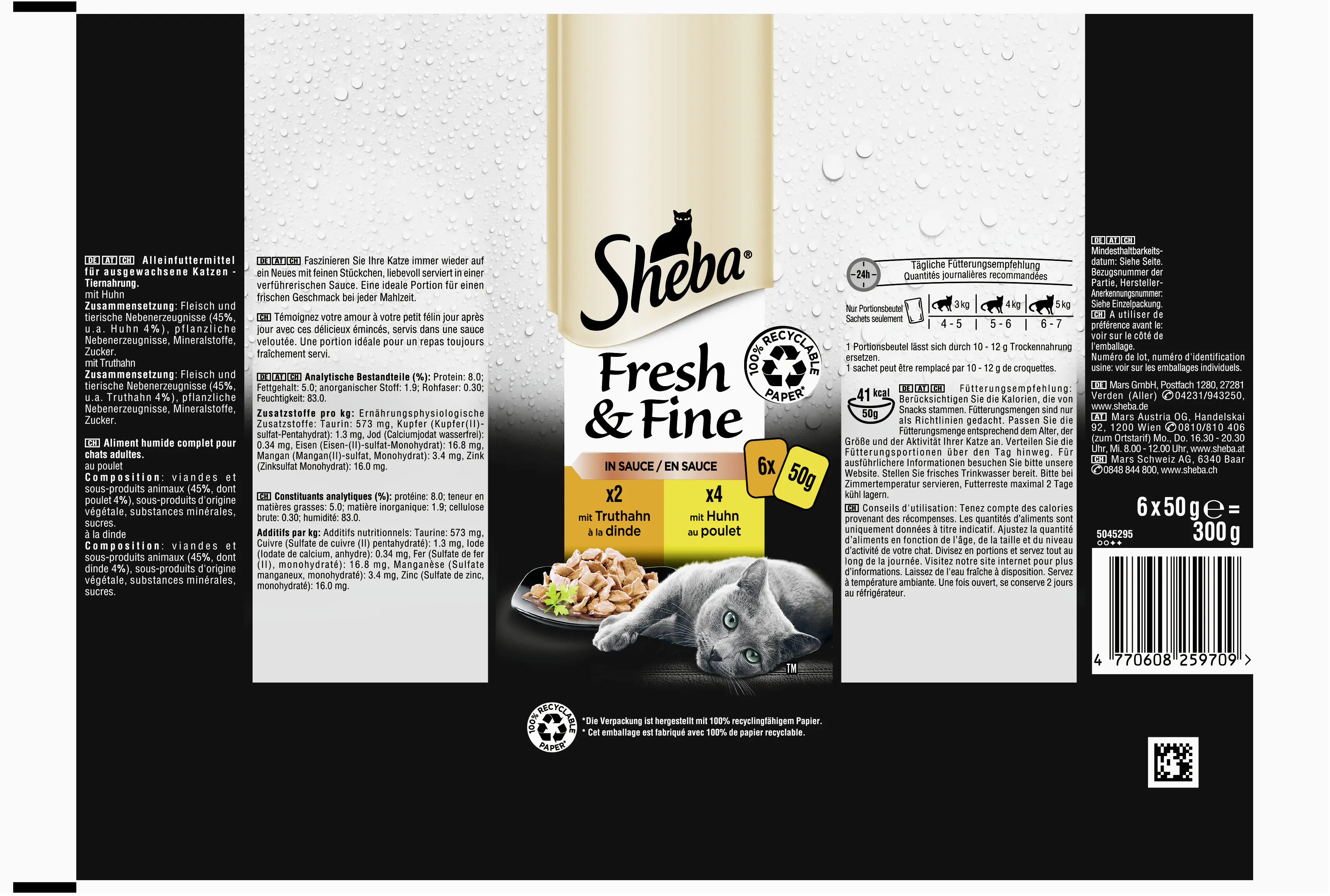 Sheba Multipack Fresh & Fine in Sauce Geflügel Variation 6 x 6x50 g