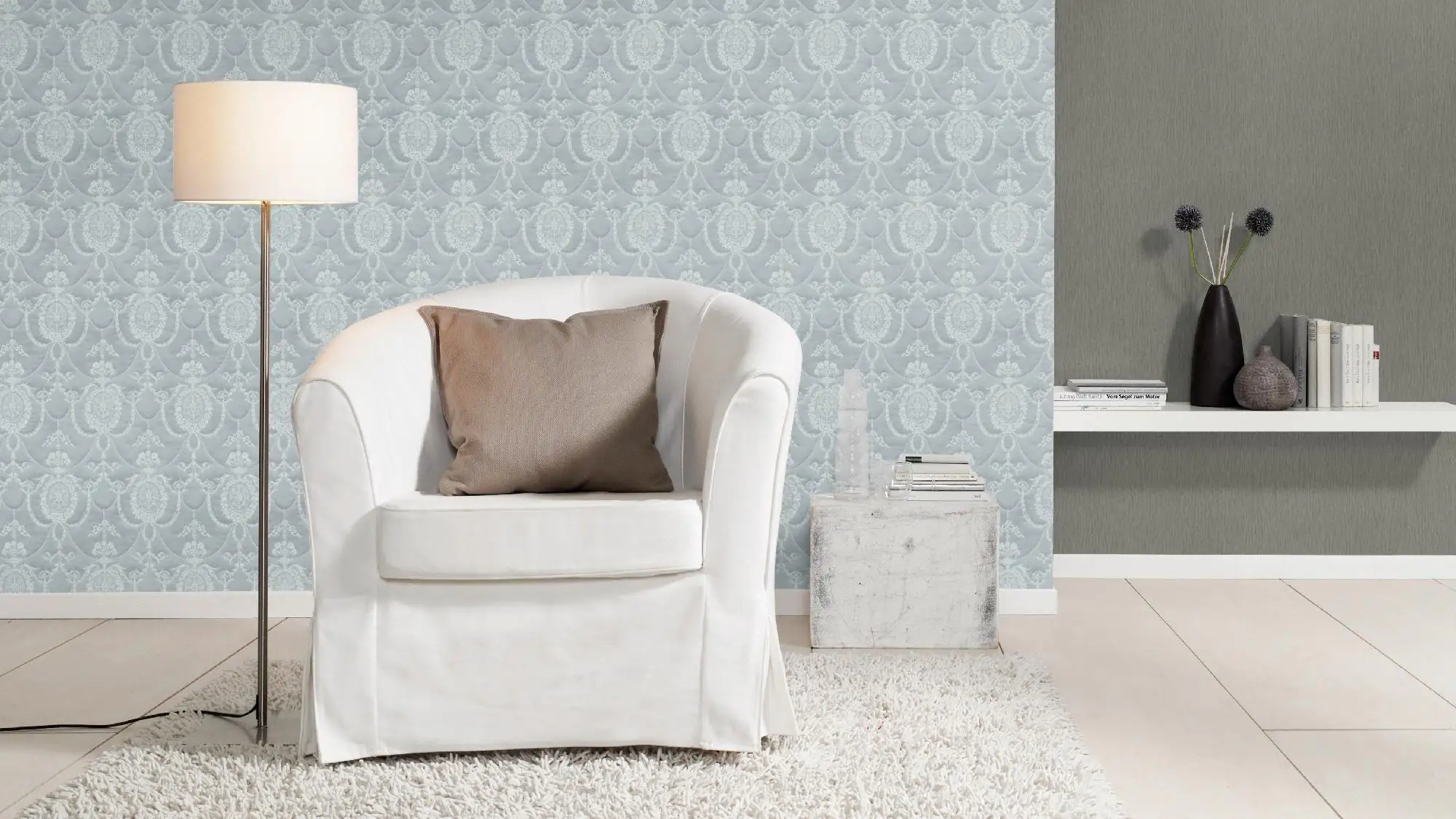 Rasch Vliestapete 570137 Trianon XIII textilstruktur grau, 10,05 x 0,53 m