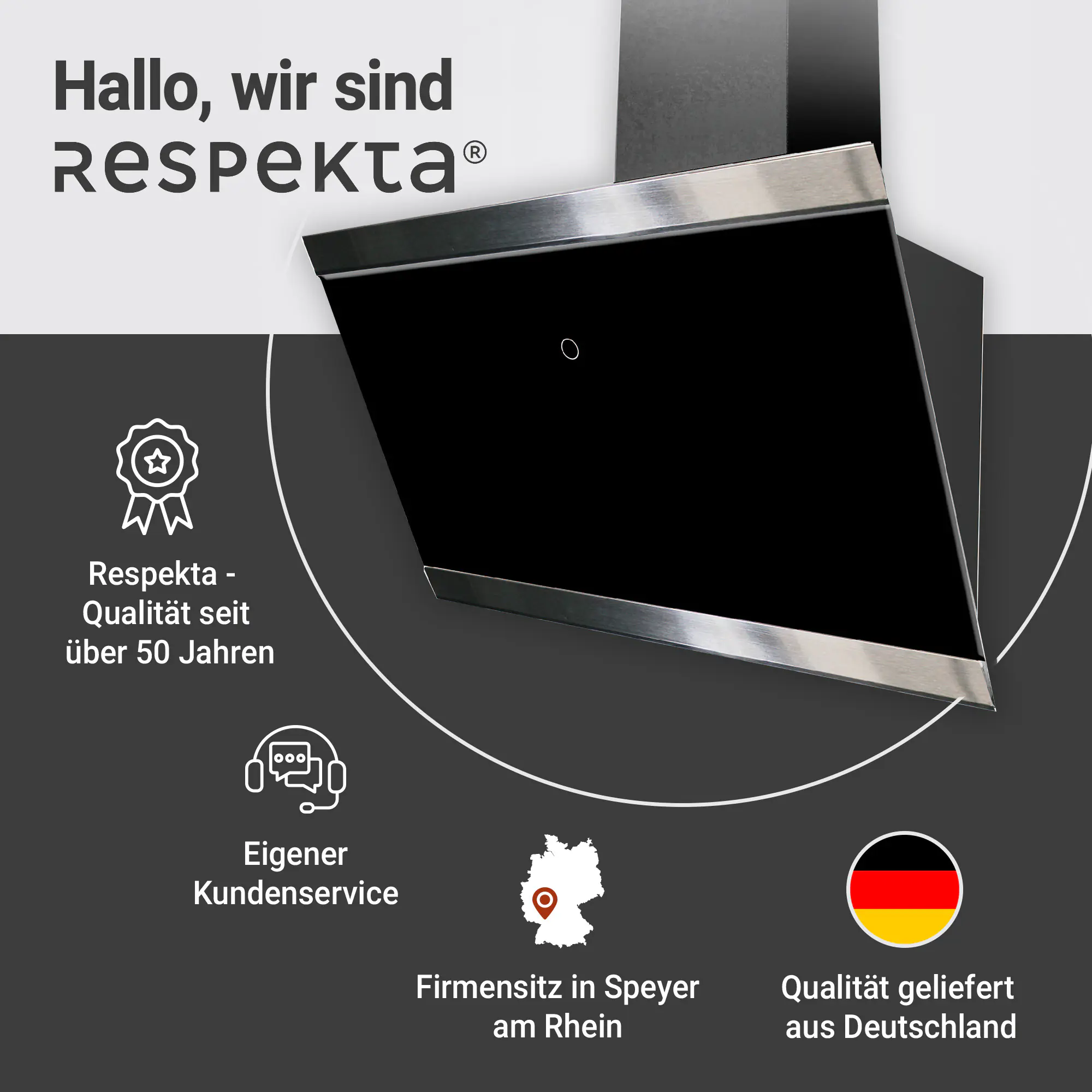 Respekta Dunstabzug-Schräghaube CH89060S Respekta Dunstabzug-Schräghaube CH89060S