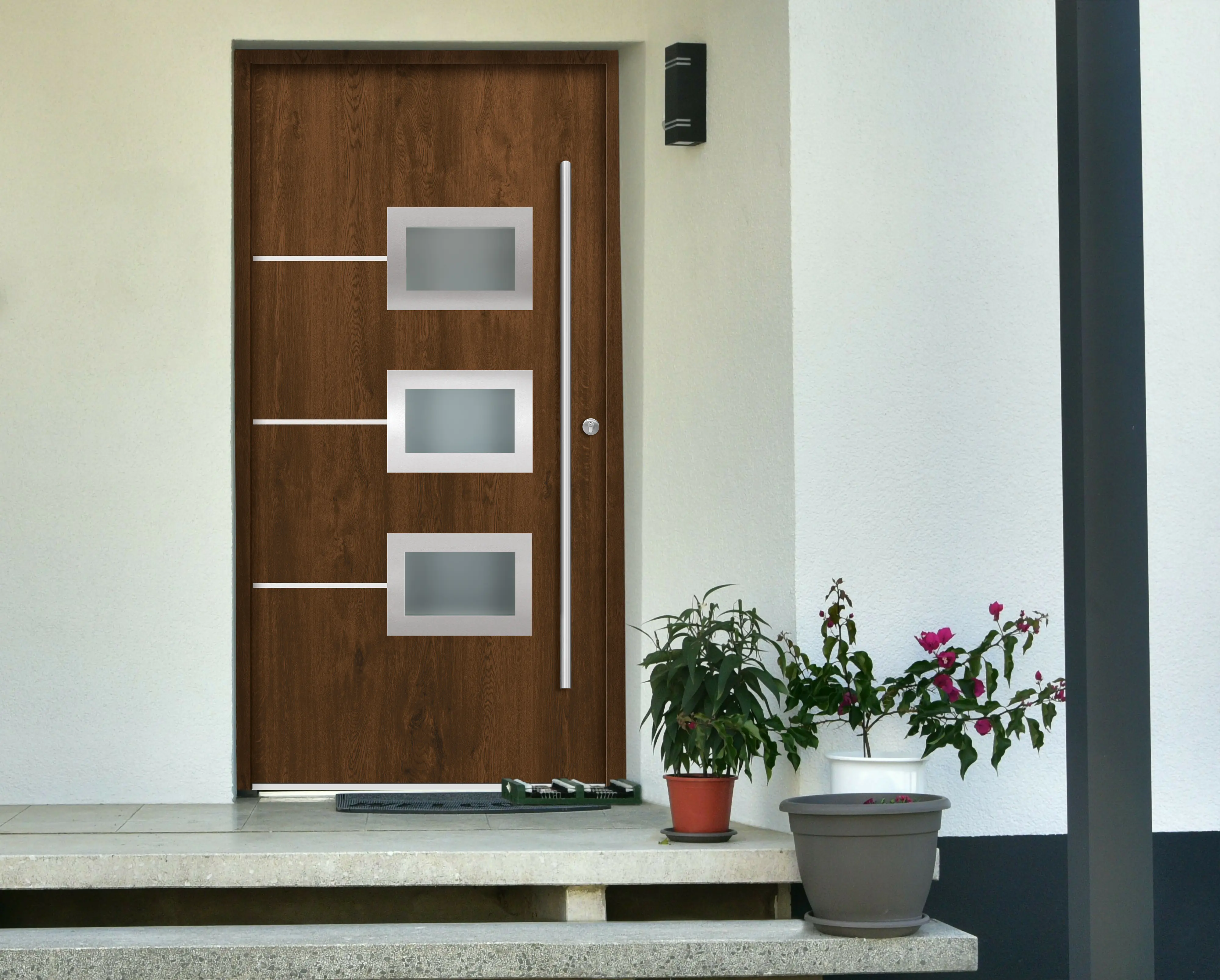 Splendoor Haustür Passivedoor Premium B03 Nussbaum DIN Rechts 110 x 210 cm