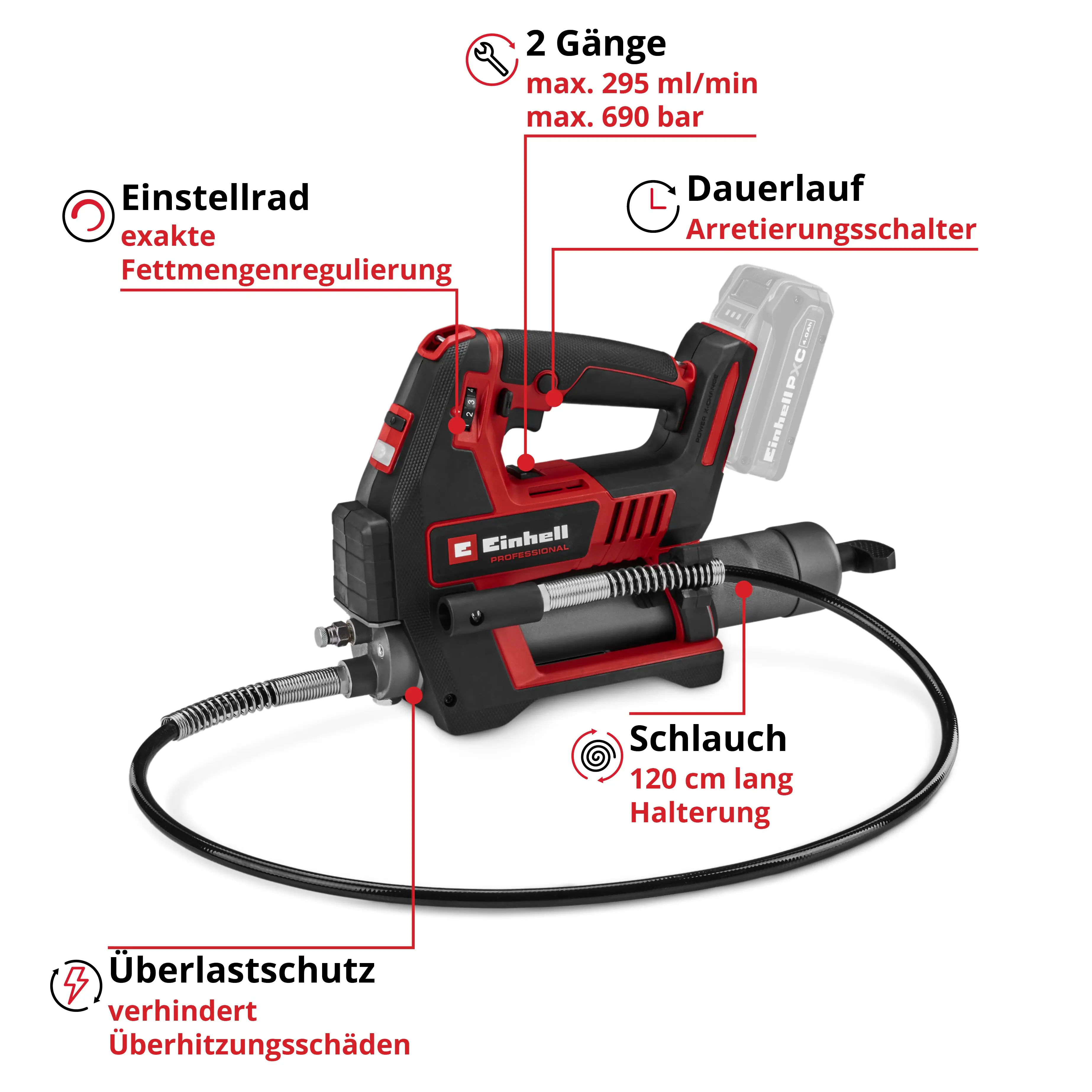 Einhell Professional Akku-Fettpresse TP-GR 18/690 Li Solo
