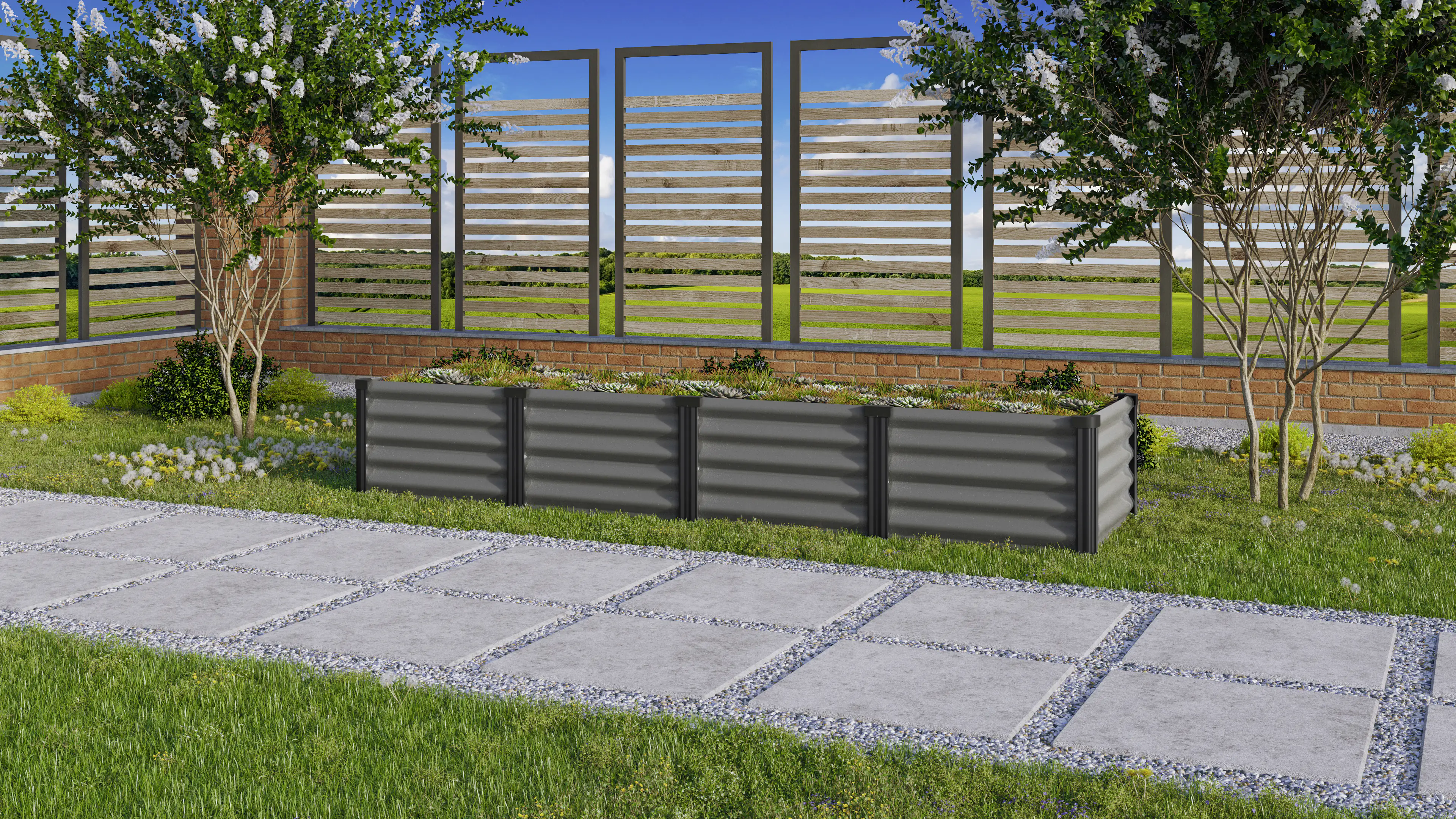 Vitavia Hochbeet Meta 65 x 245 x 40 cm granit schwarz