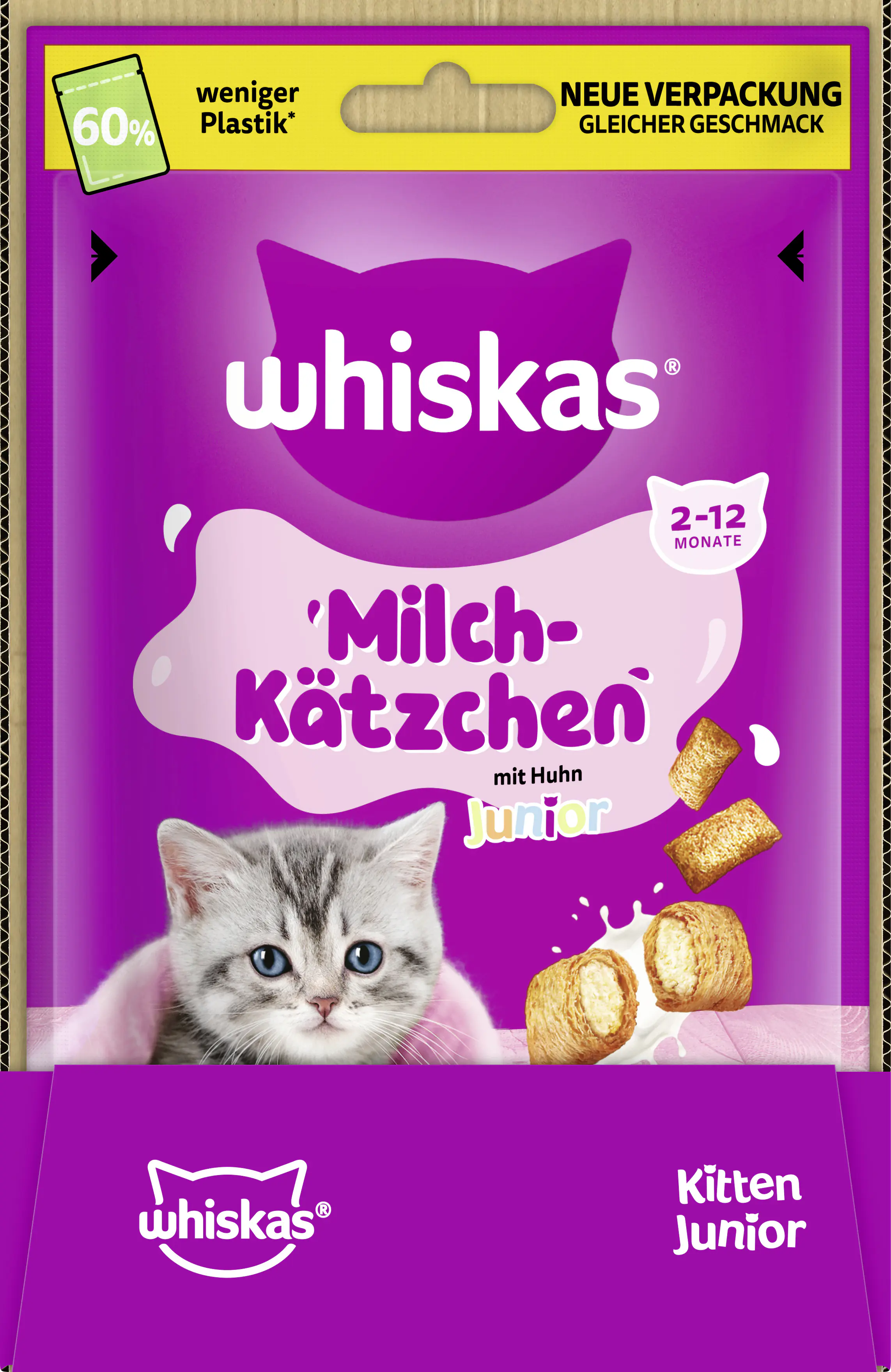 Whiskas Milchkätzchen Katzensnack Junior 50 g Huhn mit Milchfüllung 
