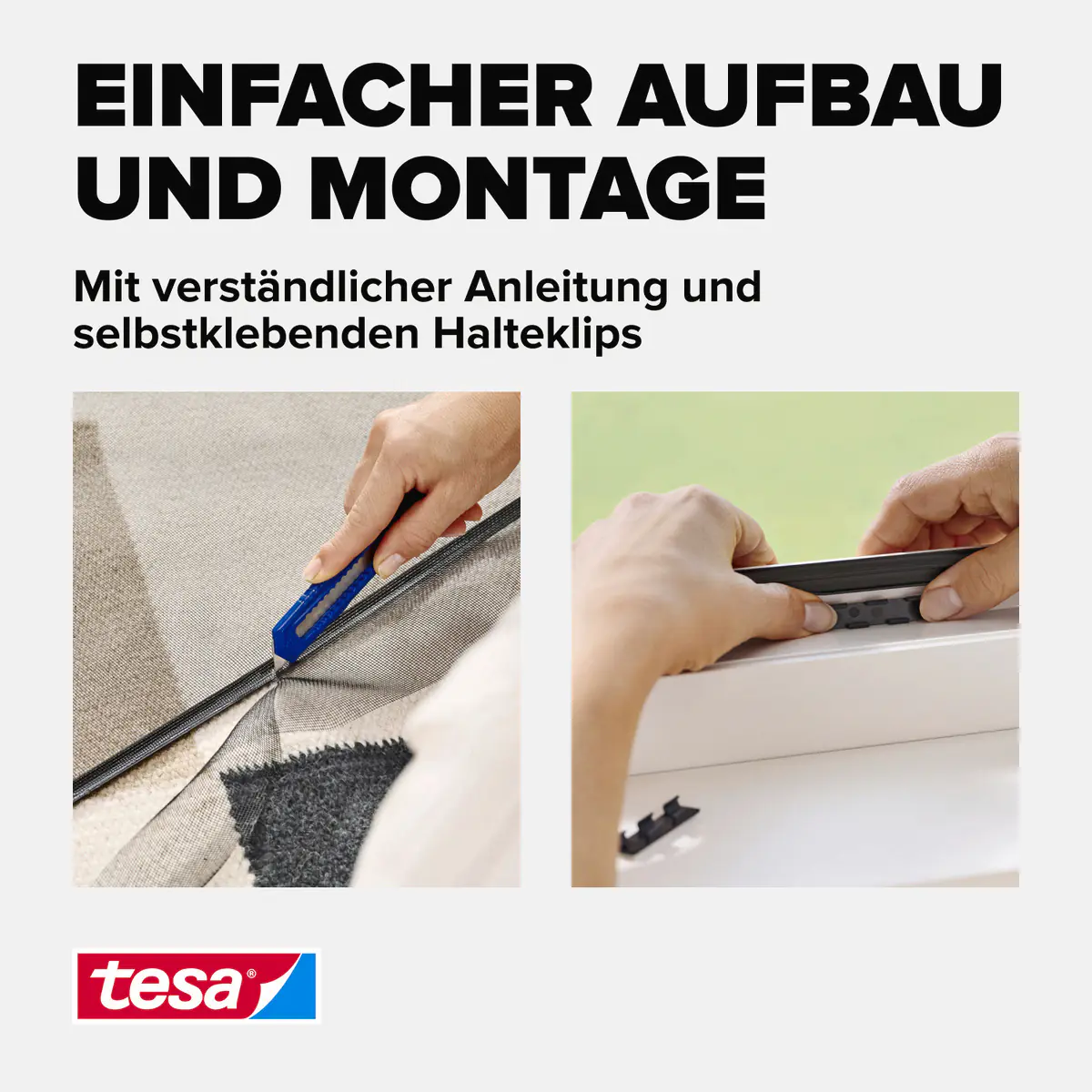 tesa Anklipsrahmen Fliegengitter 120 x 140 cm anthrazit
