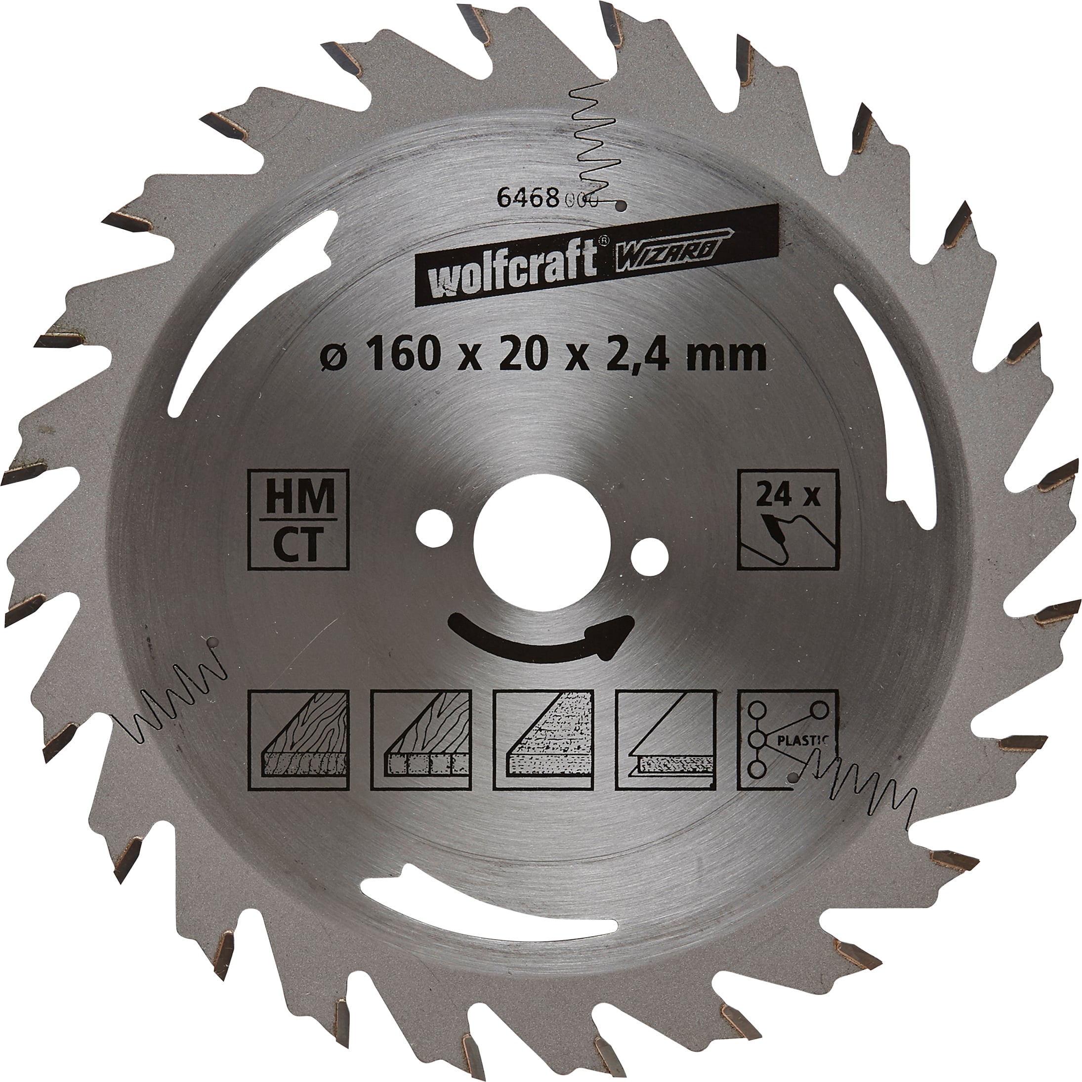 Wolfcraft Kreissägeblatt Bohrung Ø 190 Bohrung Ø 20 mm 24 Zähne