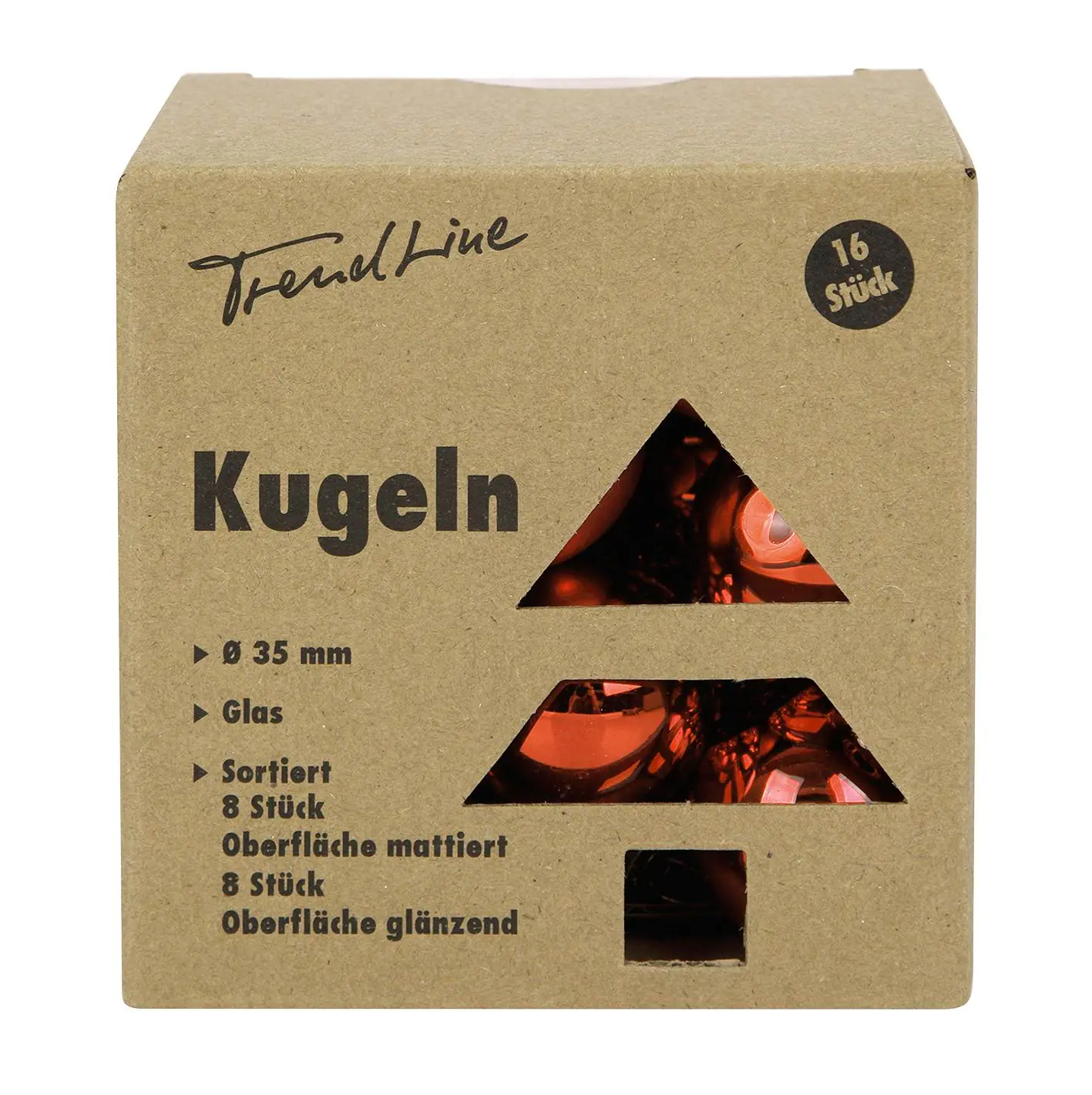 TrendLine Mini-Christbaumkugeln aus Glas Ø 3,5 cm rot 16 Stück