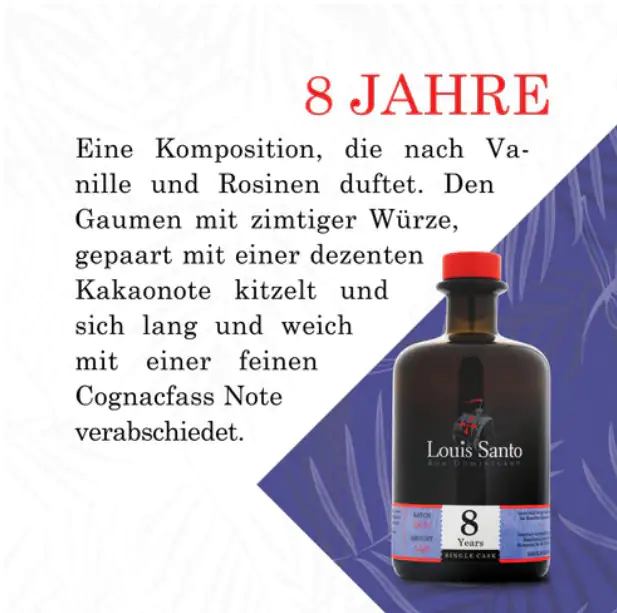 Single Rum Louis Santo 8 Jahre Domenikanische Republik 0,5 L