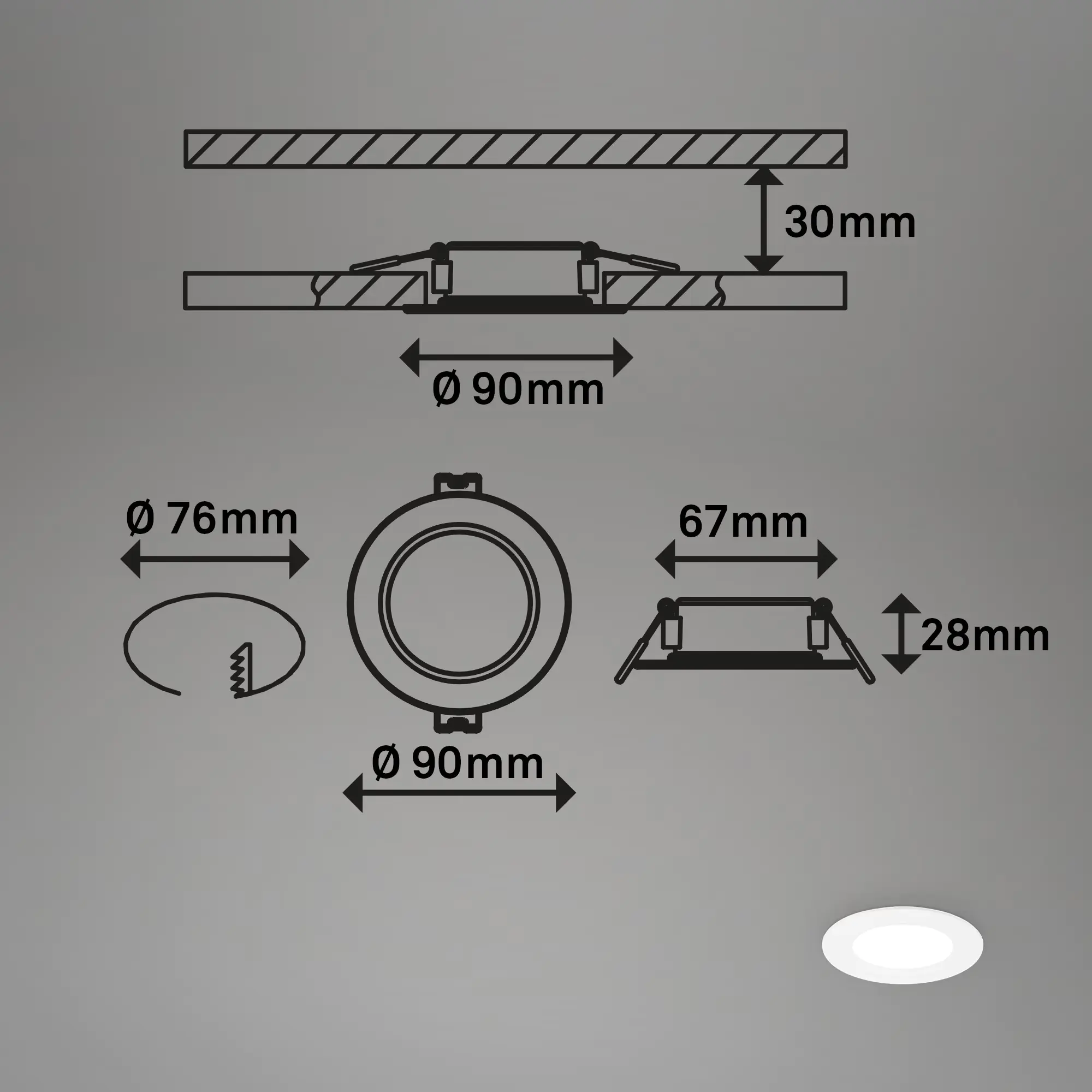 Briloner LED Einbauleuchte Jeft 3er Set 3x 3W, 330lm Kunststoff weiß