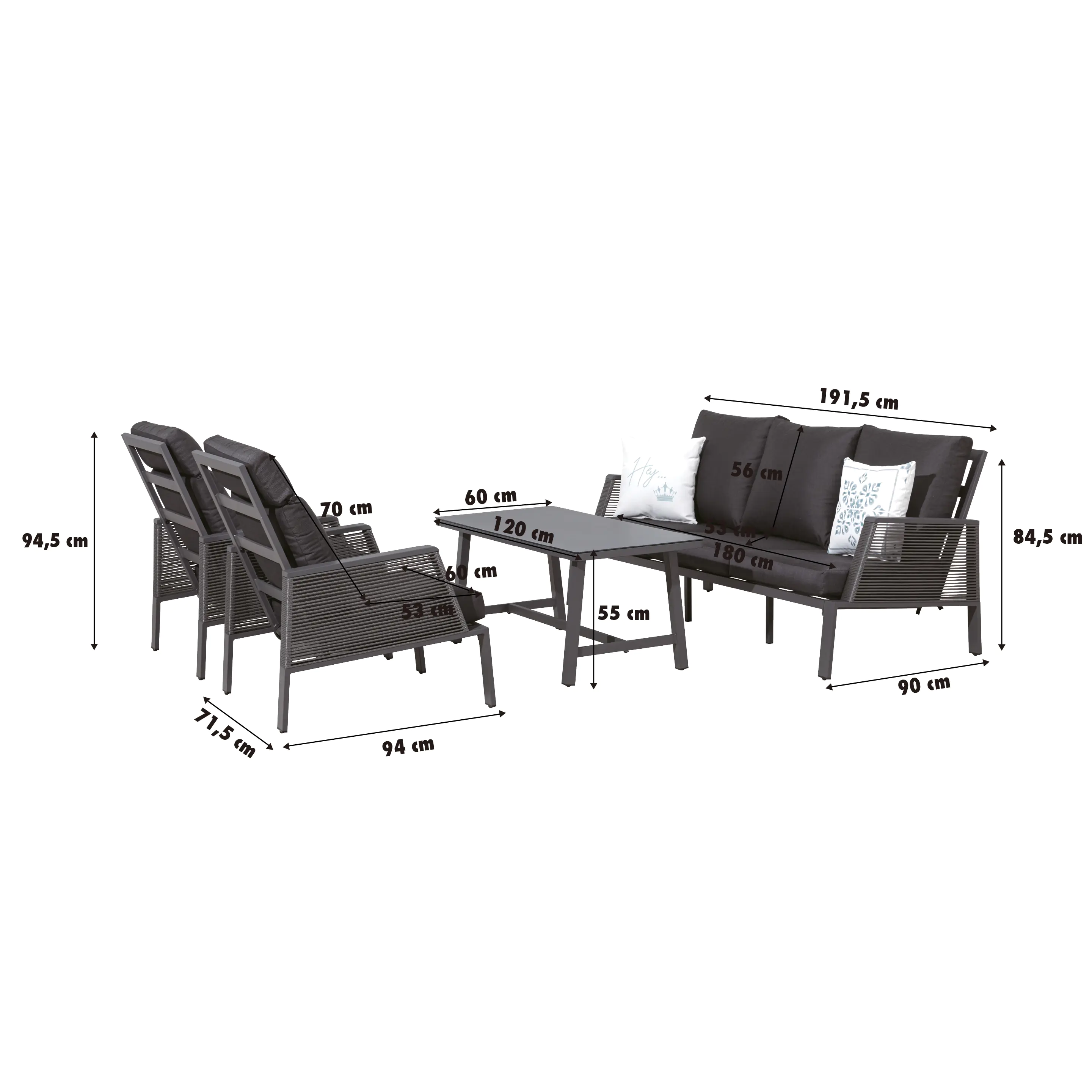 Primaster Aluminium Lounge Möbelset Cervia inkl. Kissen Primaster Aluminium Lounge Möbelset Cervia inkl. Kissen