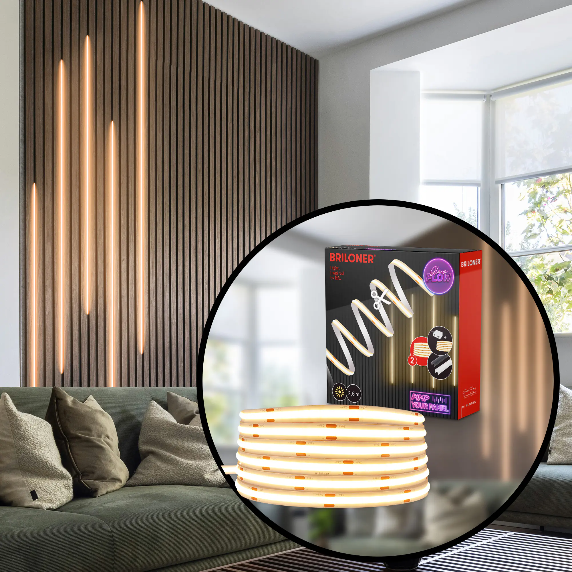 Briloner LED-Streifen Pimp your Panel Erweiterungsset  2,6 m 17,5 W warmweiß