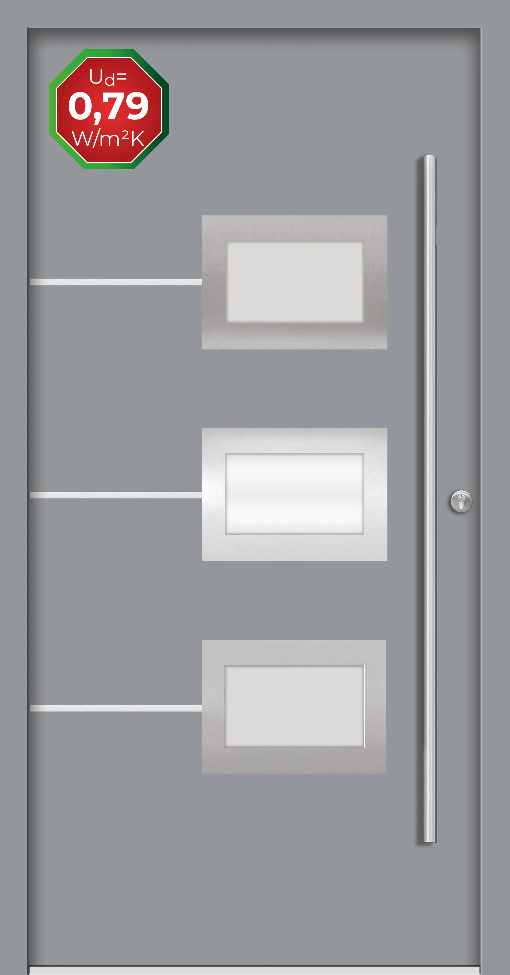 Splendoor Haustür Passivedoor Premium B03 Grau DIN Rechts 100 x 210 cm